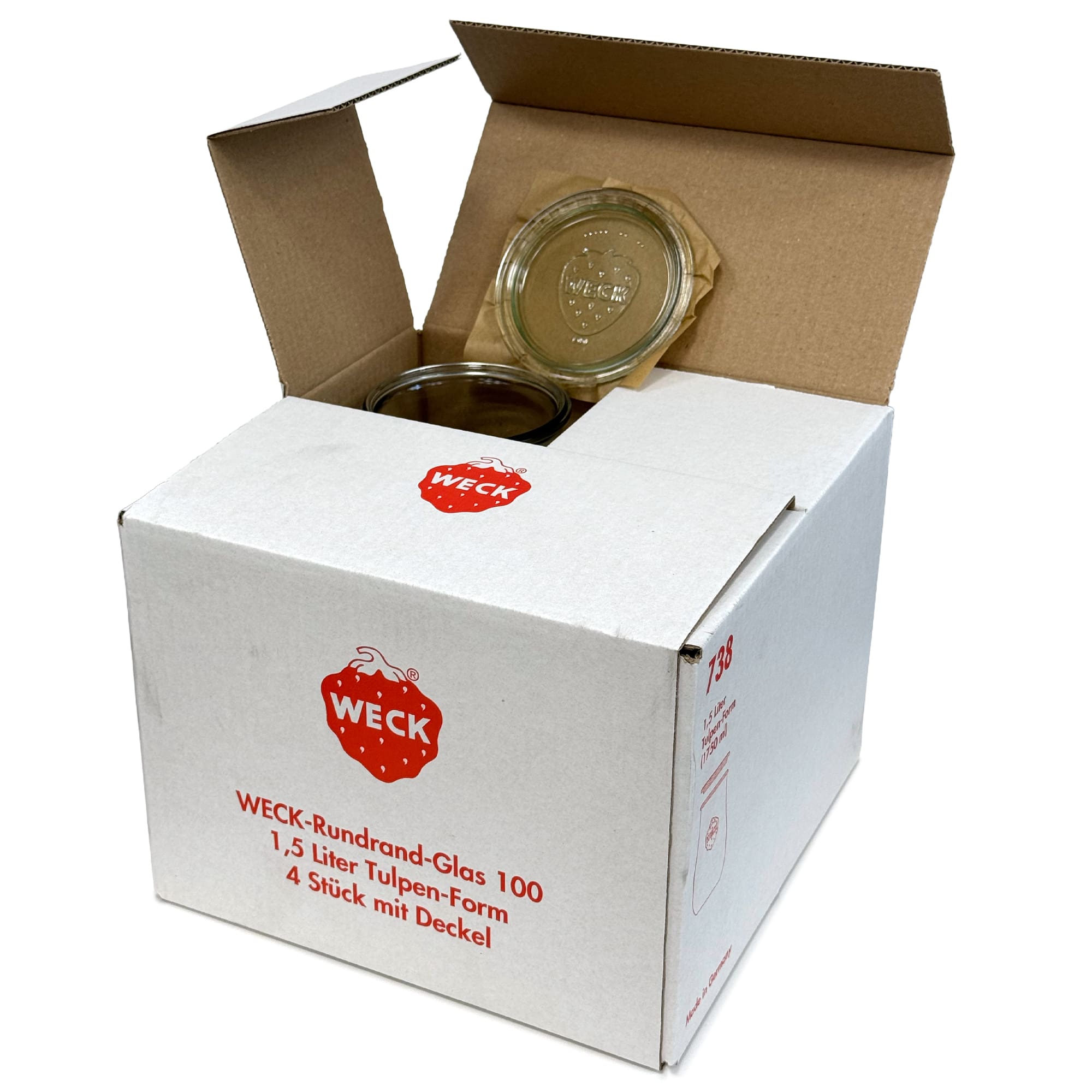 4x 1750 ml vaso tipo tulipán WECK con tapa de vidrio RR 100