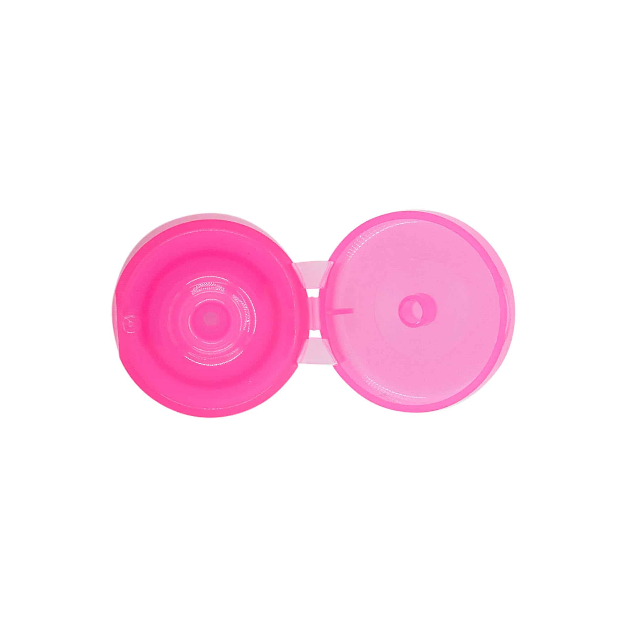 Tapón de rosca con bisagra, plástico de PP, rosa fucsia, para boca: 24/410