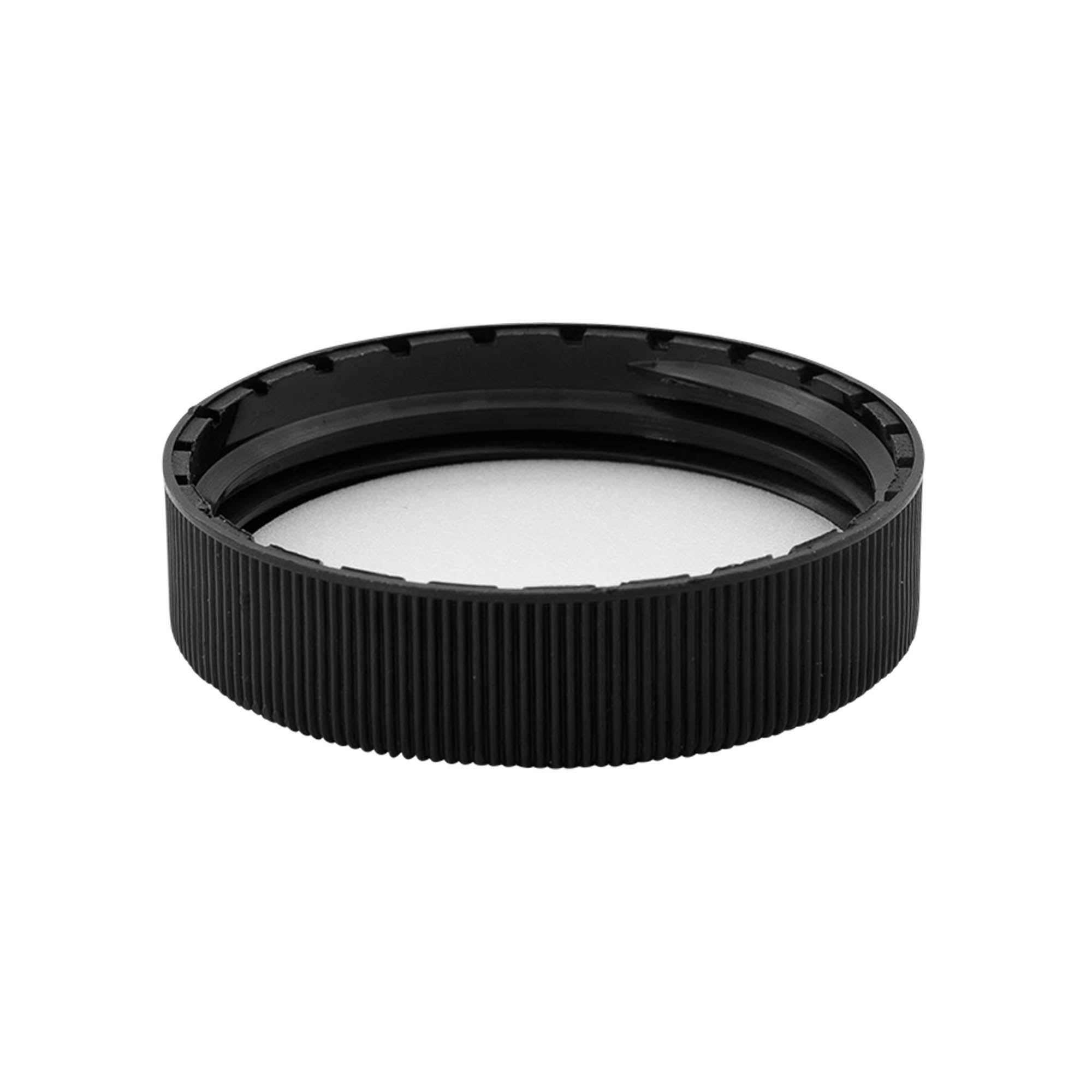 Tapa roscada con inserto de EPE, plástico PP, negro, para boca: DIN 60 Tapa roscada con inserto de EPE, plástico PP, negro, para boca: DIN 60