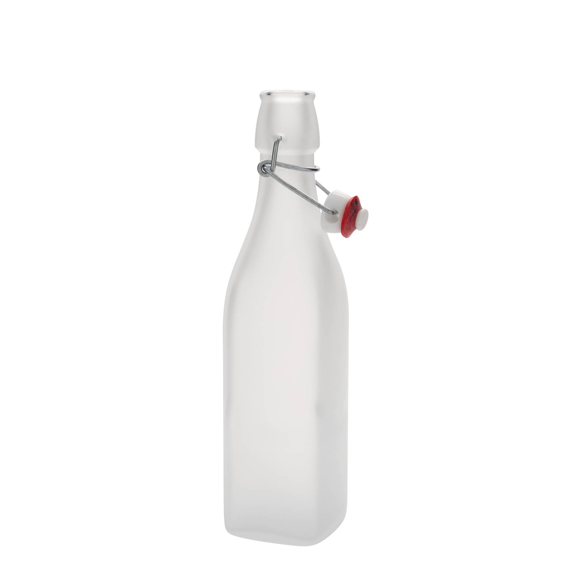 Botella de vidrio de 500 ml 'Swing, cuadrada, blanca, boca: cierre de palanca'