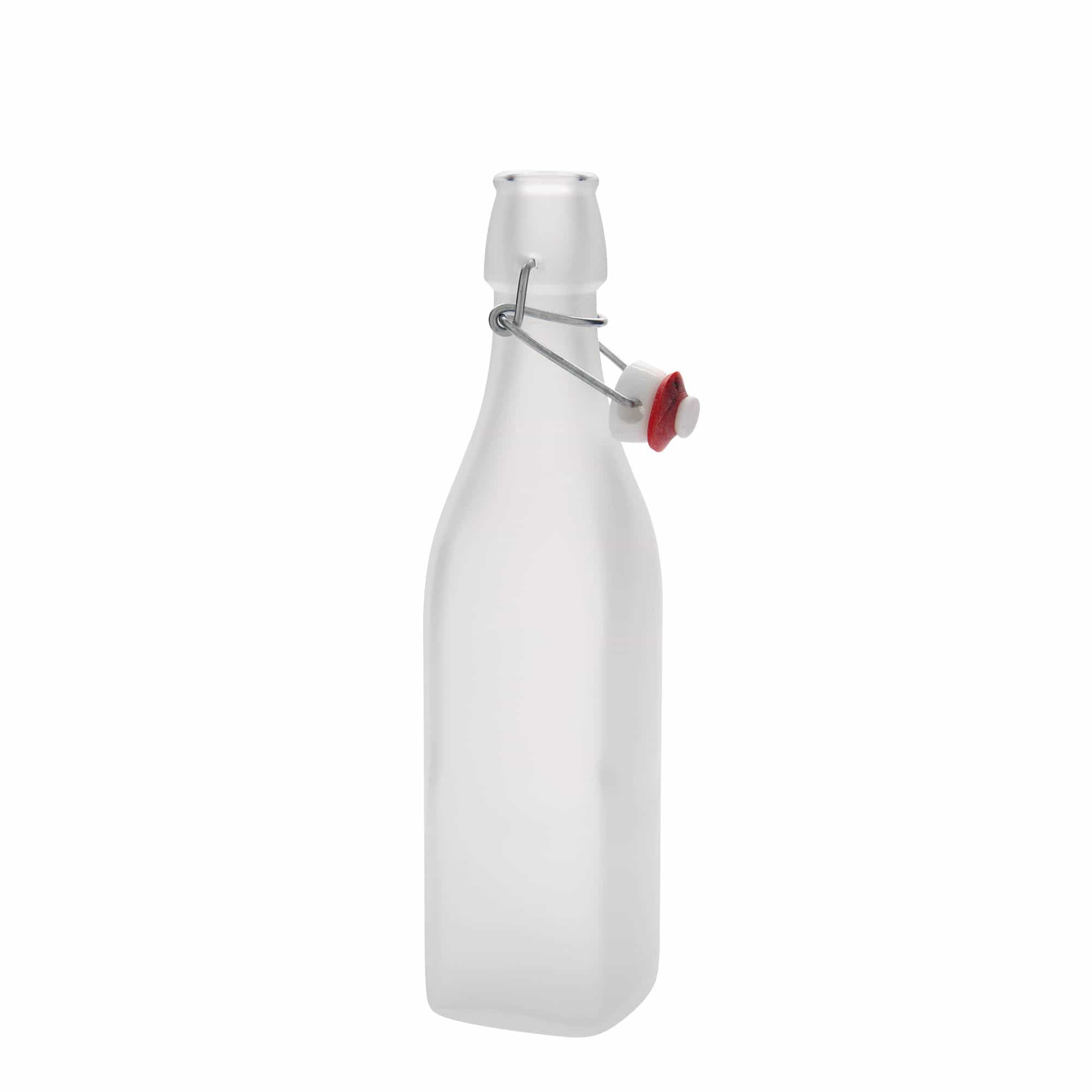 Botella de vidrio de 500 ml «Swing, cuadrada, blanca, boca: cierre de palanca»
