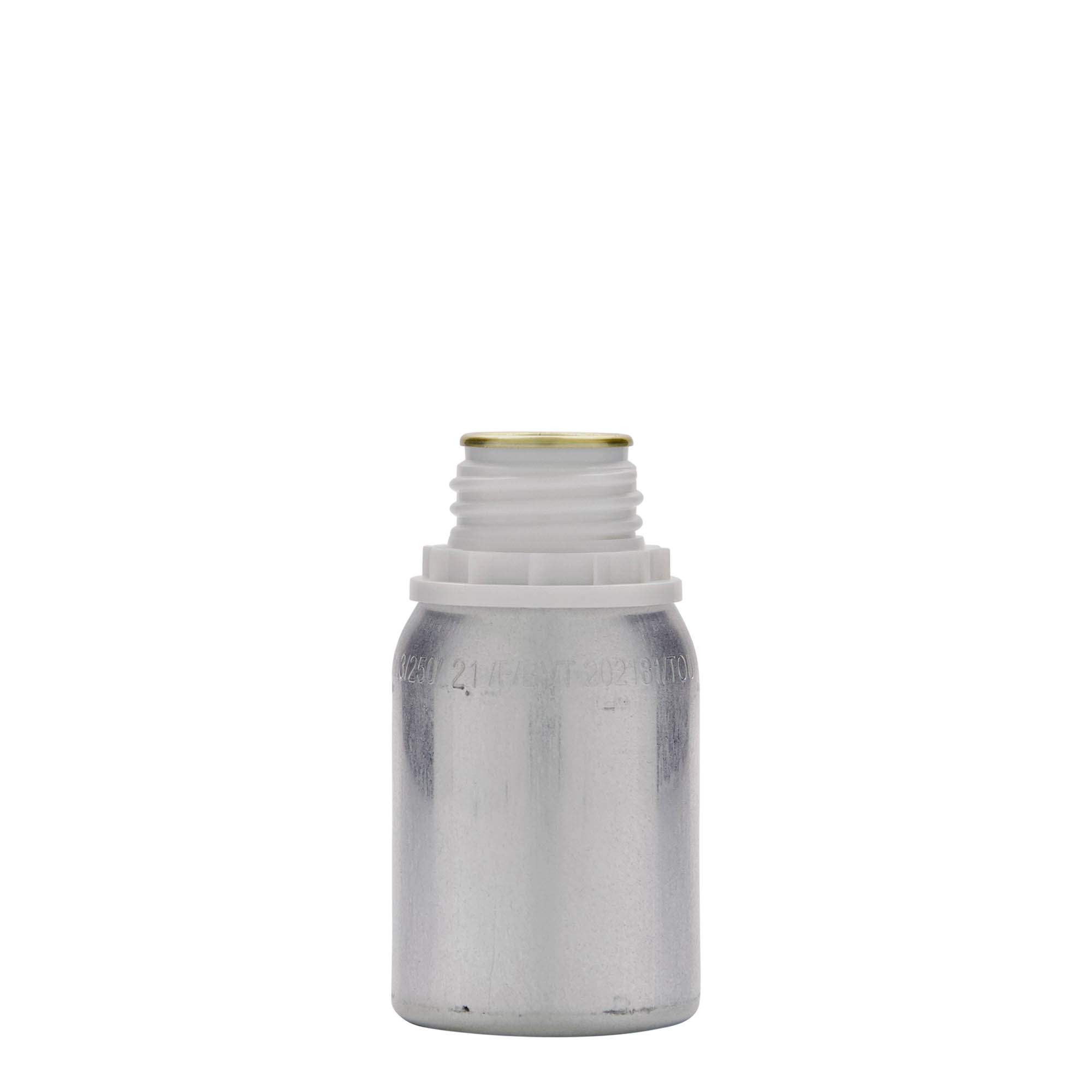 125 ml botella de aluminio, metal, plateado, boca: DIN 32