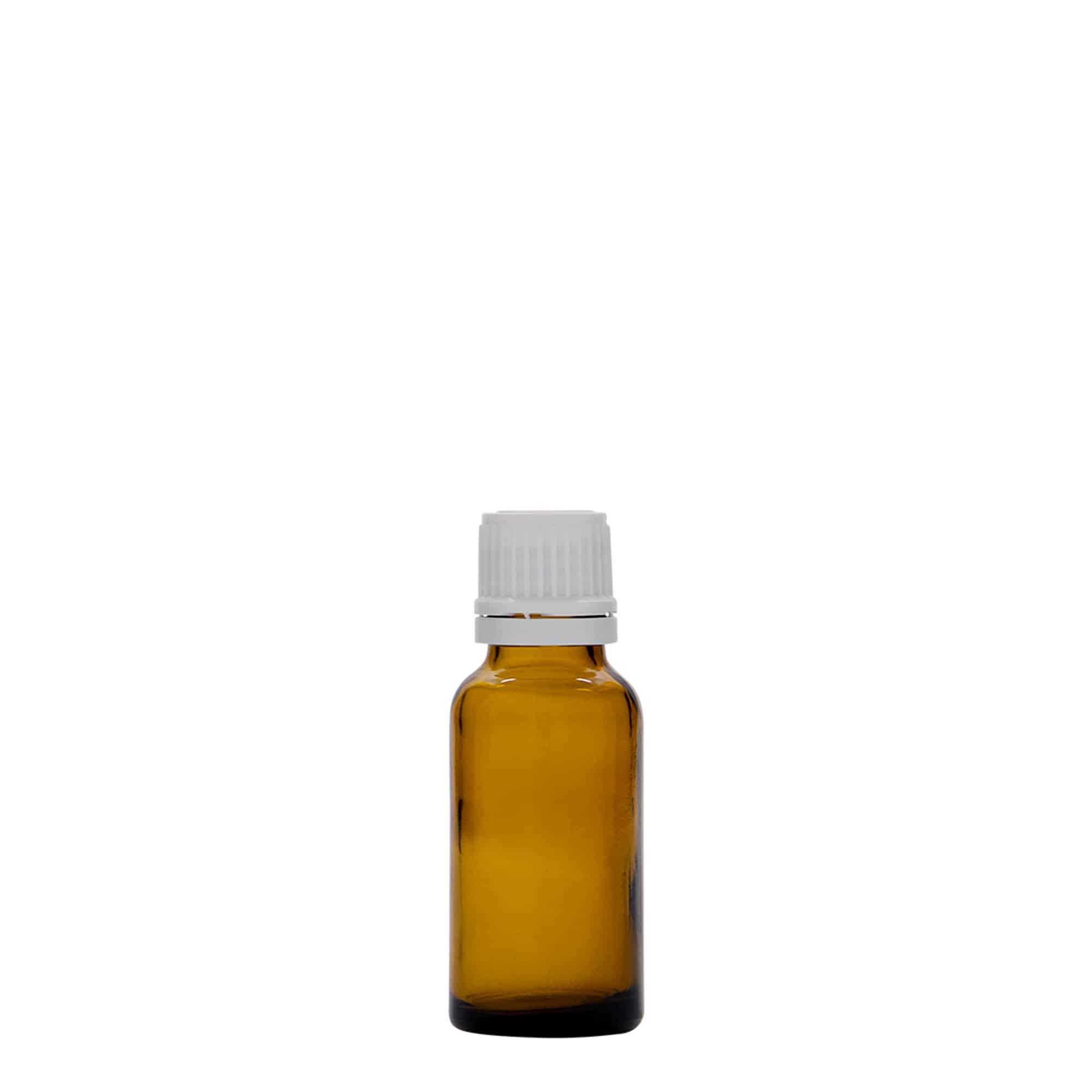 Frasco medicinal de vidrio marrón de 20 ml, boca: DIN 18