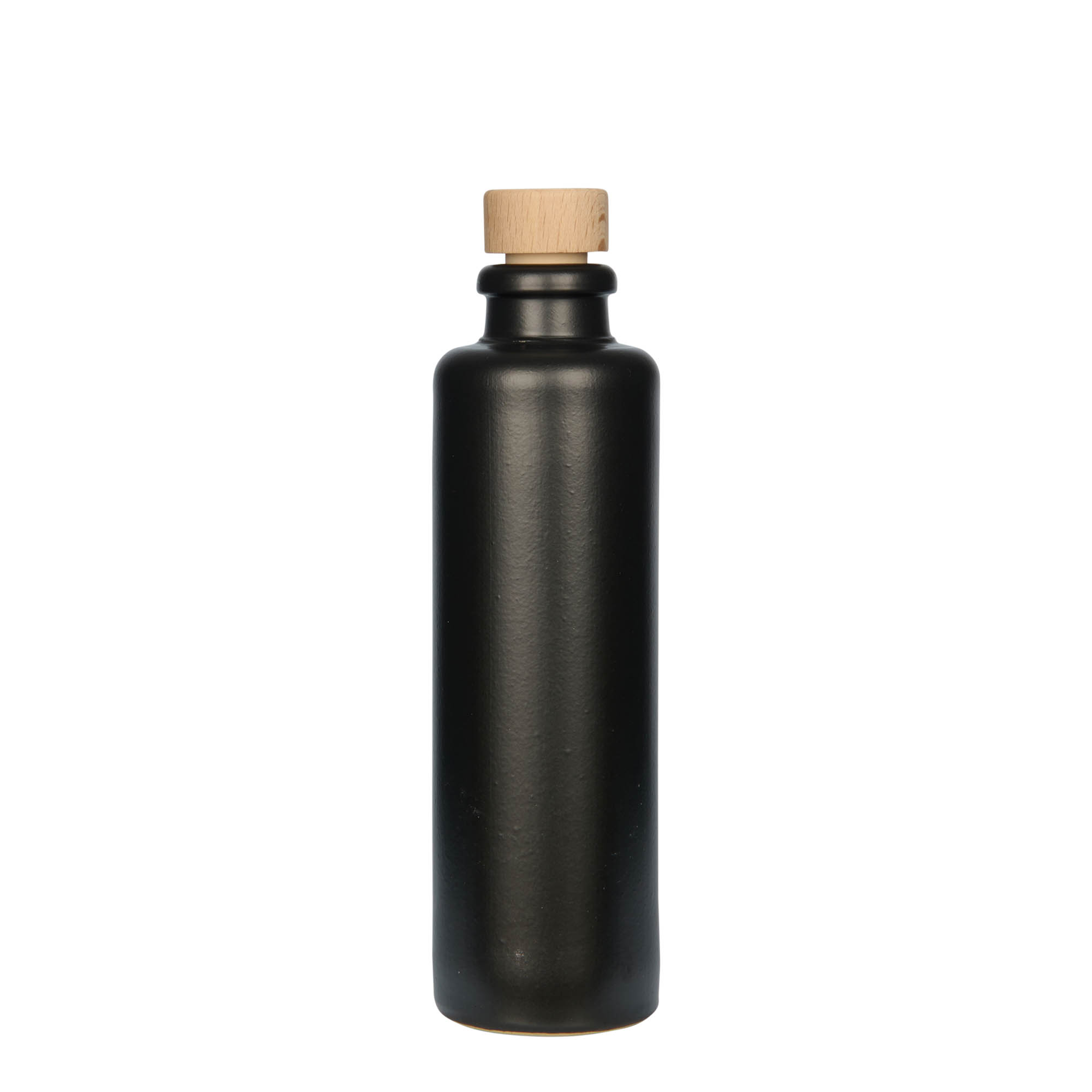 Jarra de barro de 200 ml, gres, negra, boca: corcho