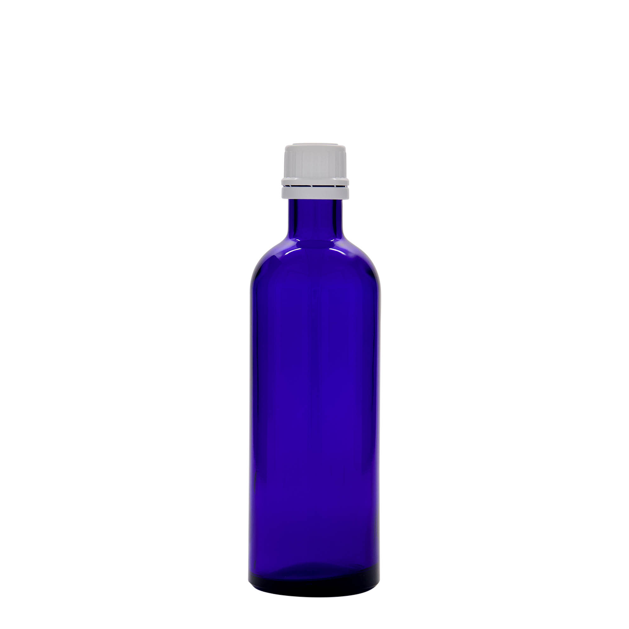 200 ml frasco medicinal, vidrio, azul real, boca: DIN 22