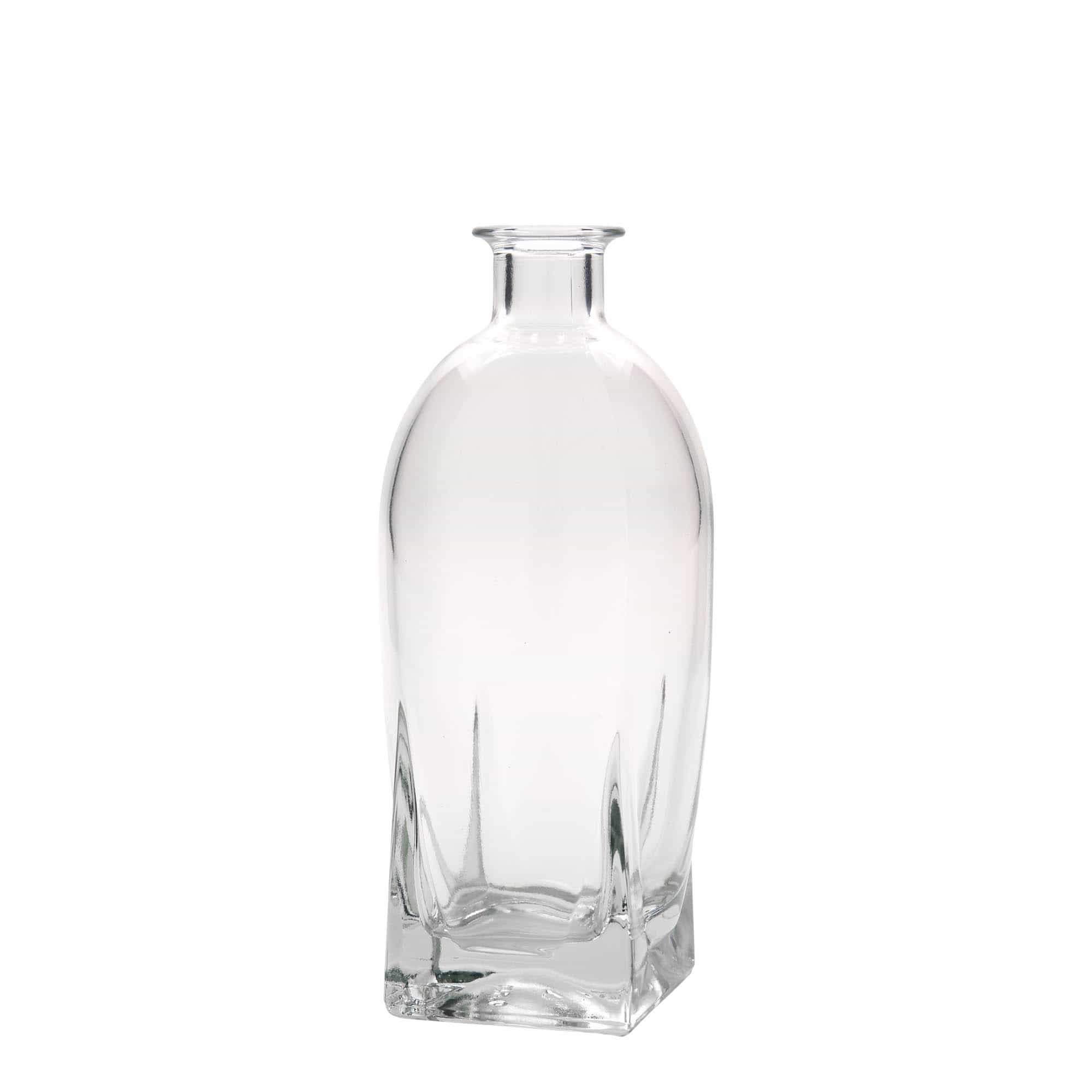 Botella de vidrio 'Zino' de 500 ml, cuadrada, boca: corcho