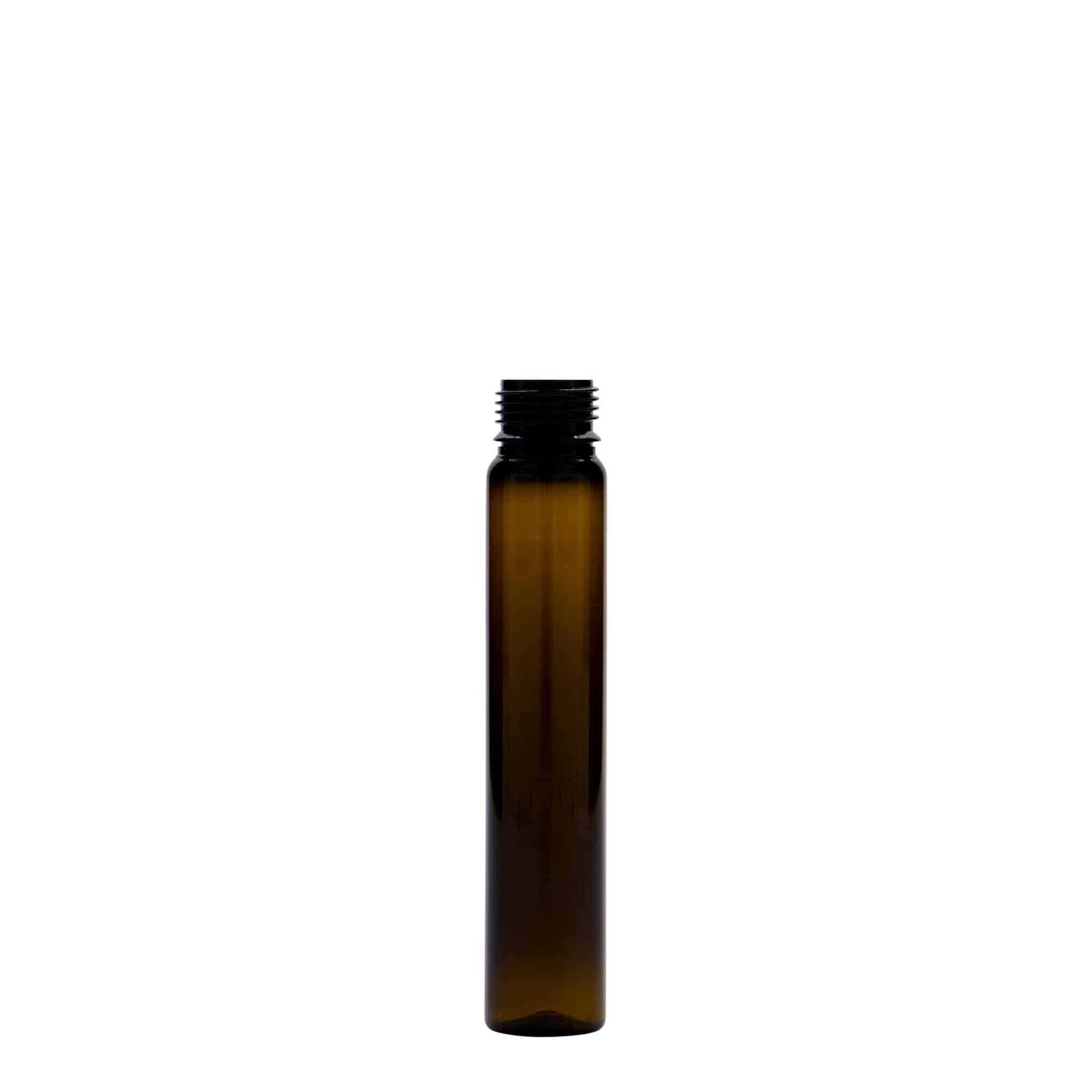 Tubito de PET de 25 ml, plástico, marrón, boca: tapón de rosca Tubito de PET de 25 ml, plástico, marrón, boca: tapón de rosca
