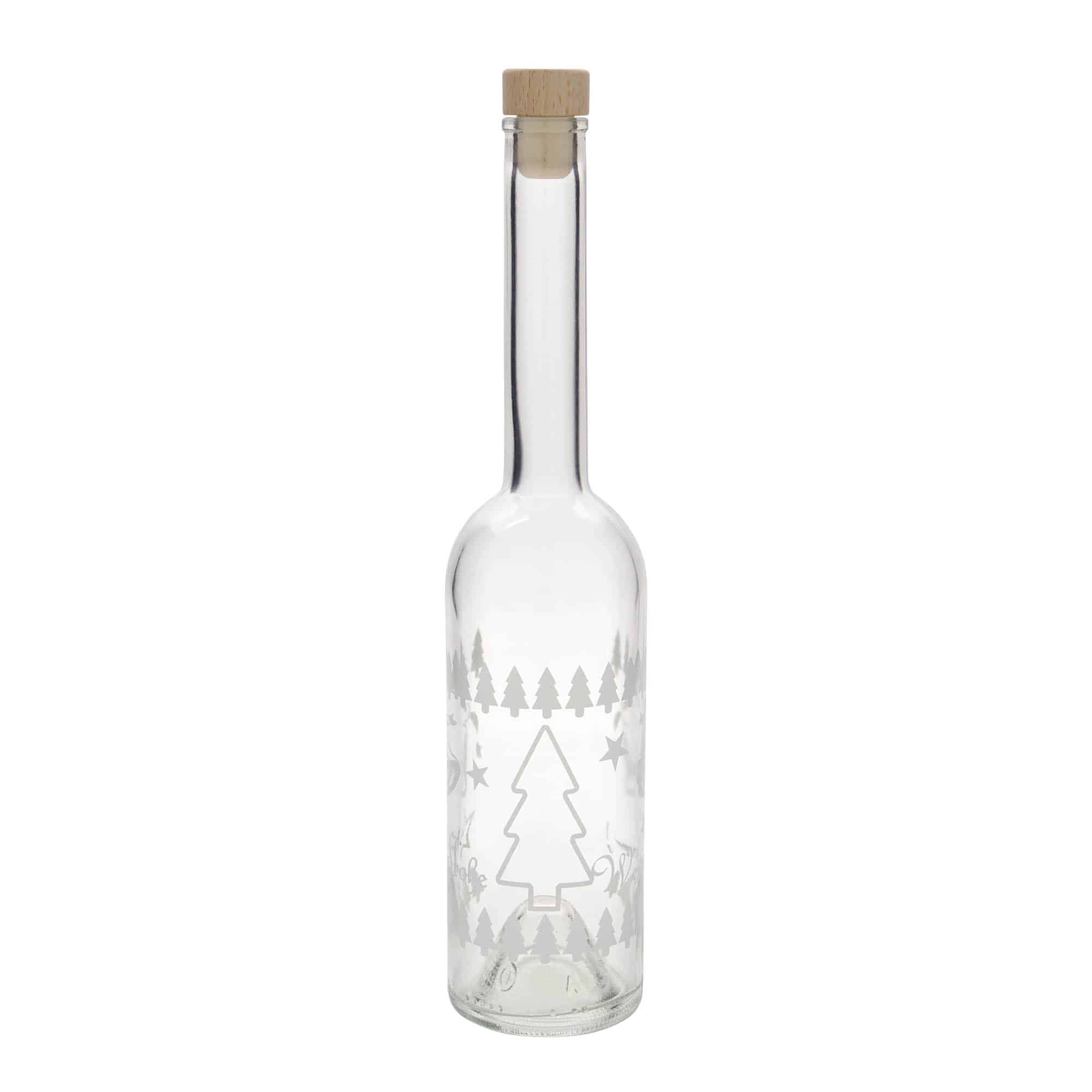 Botella de vidrio 'Opera' de 500 ml, motivo: Navidades clásicas, boca: corcho