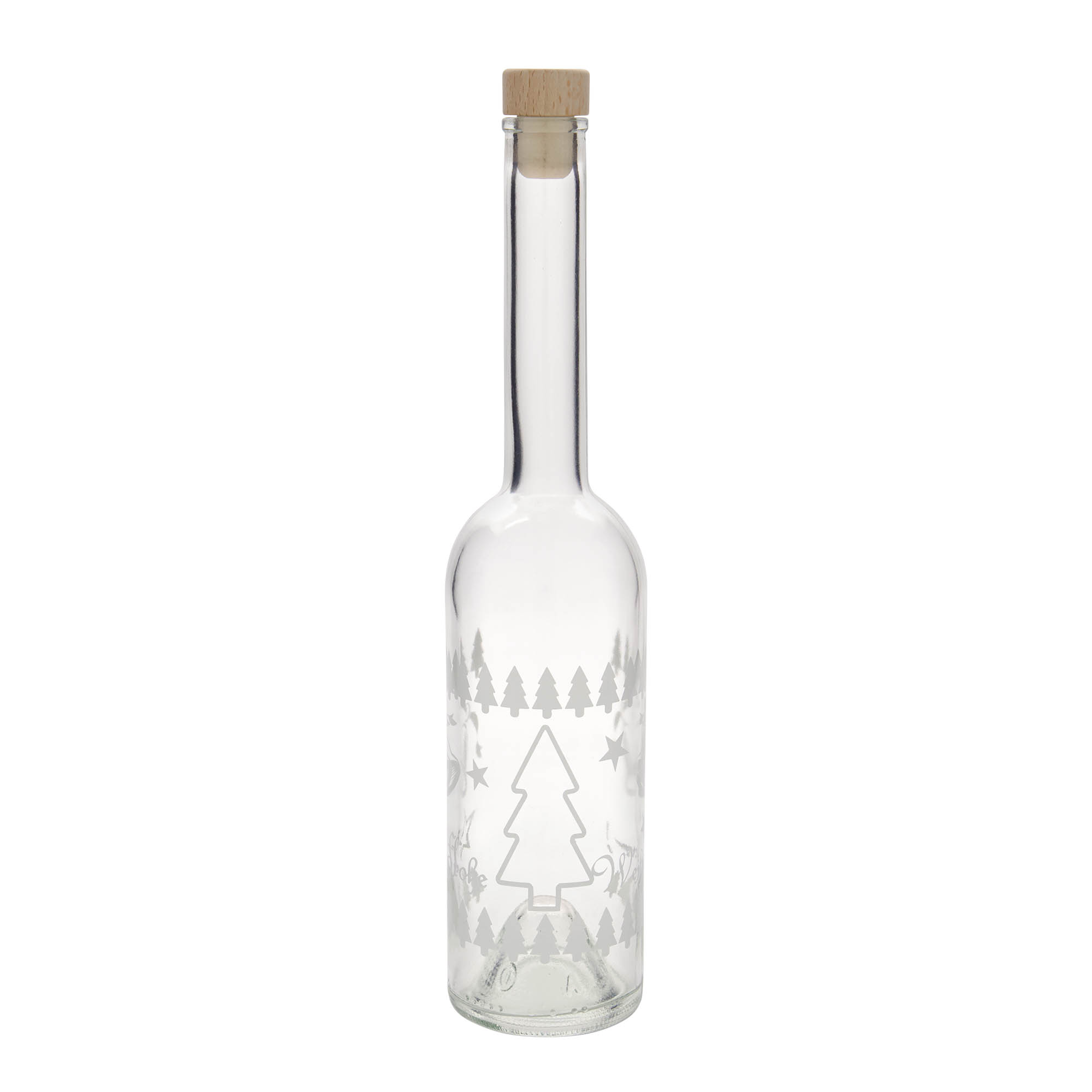 Botella de vidrio de 500 ml 'Opera', motivo: Navidad clásica, boca: corcho