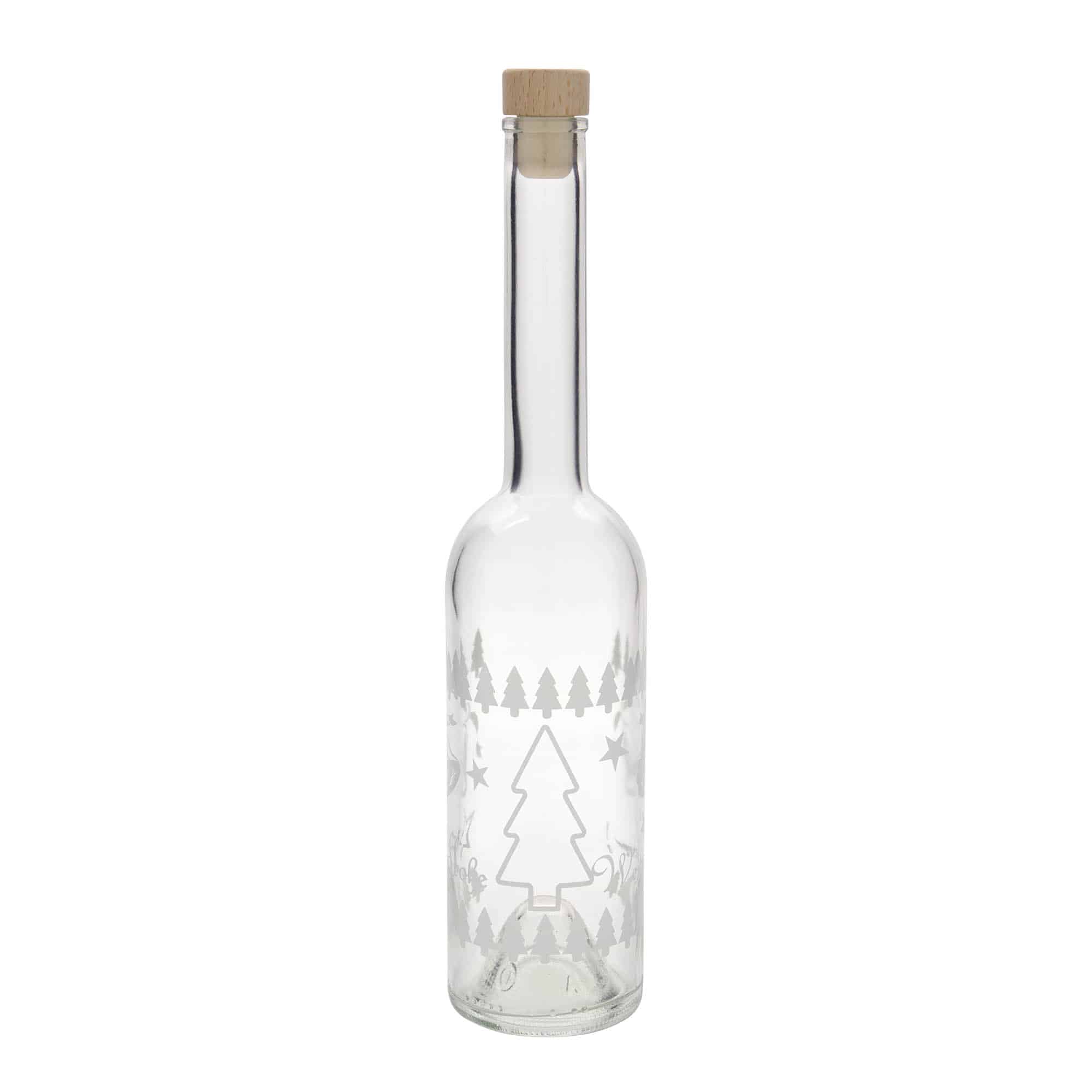 Botella de vidrio de 500 ml 'Opera', motivo: Navidad clásica, boca: corcho