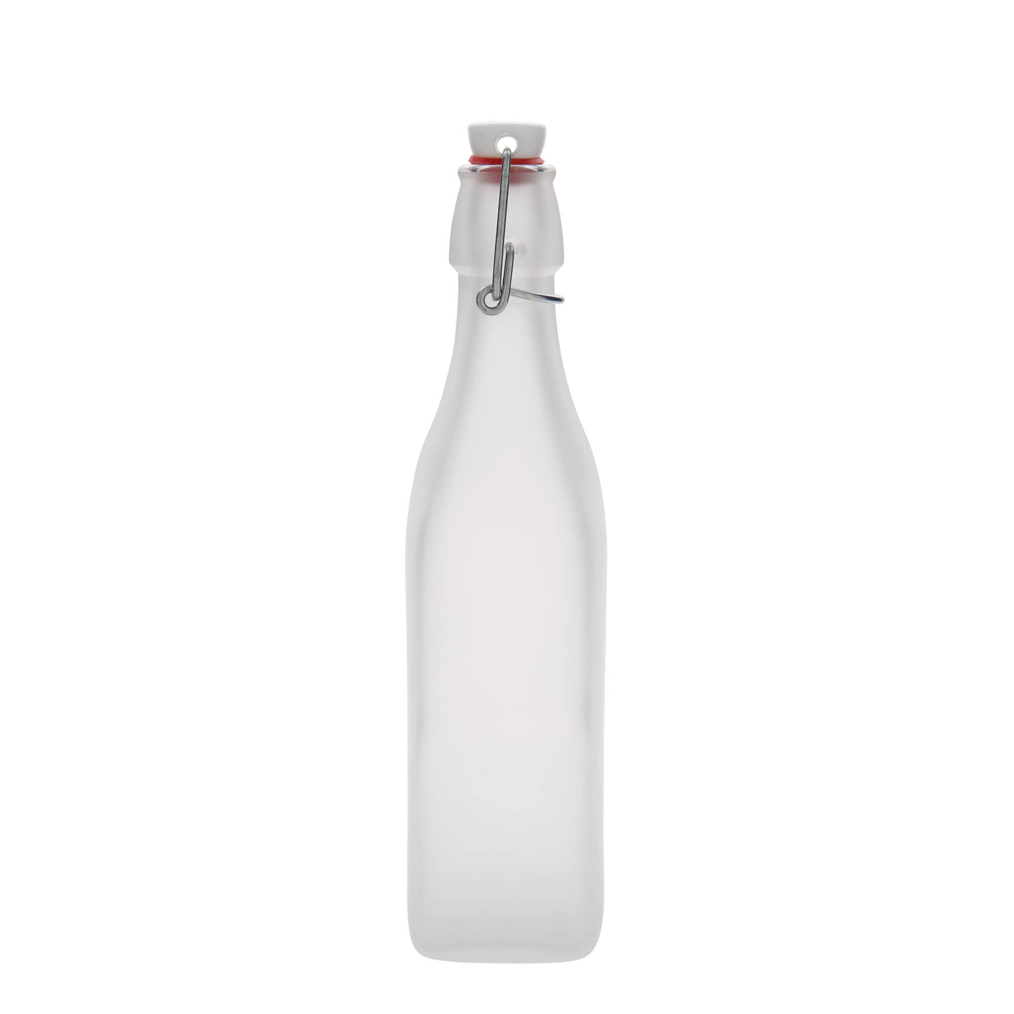 Botella de vidrio de 500 ml «Swing, cuadrada, blanca, boca: cierre de palanca»