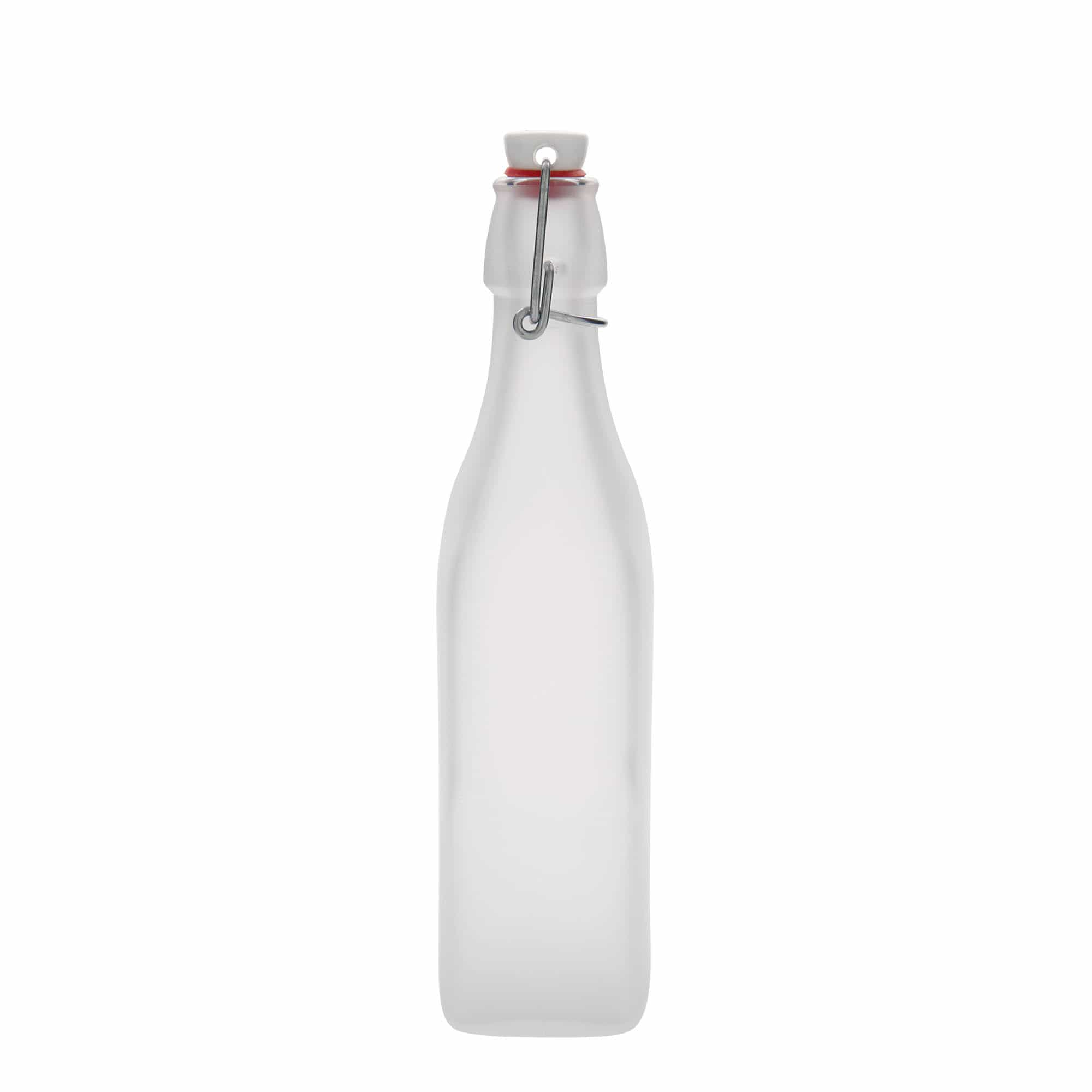 Botella de vidrio de 500 ml «Swing, cuadrada, blanca, boca: cierre de palanca»