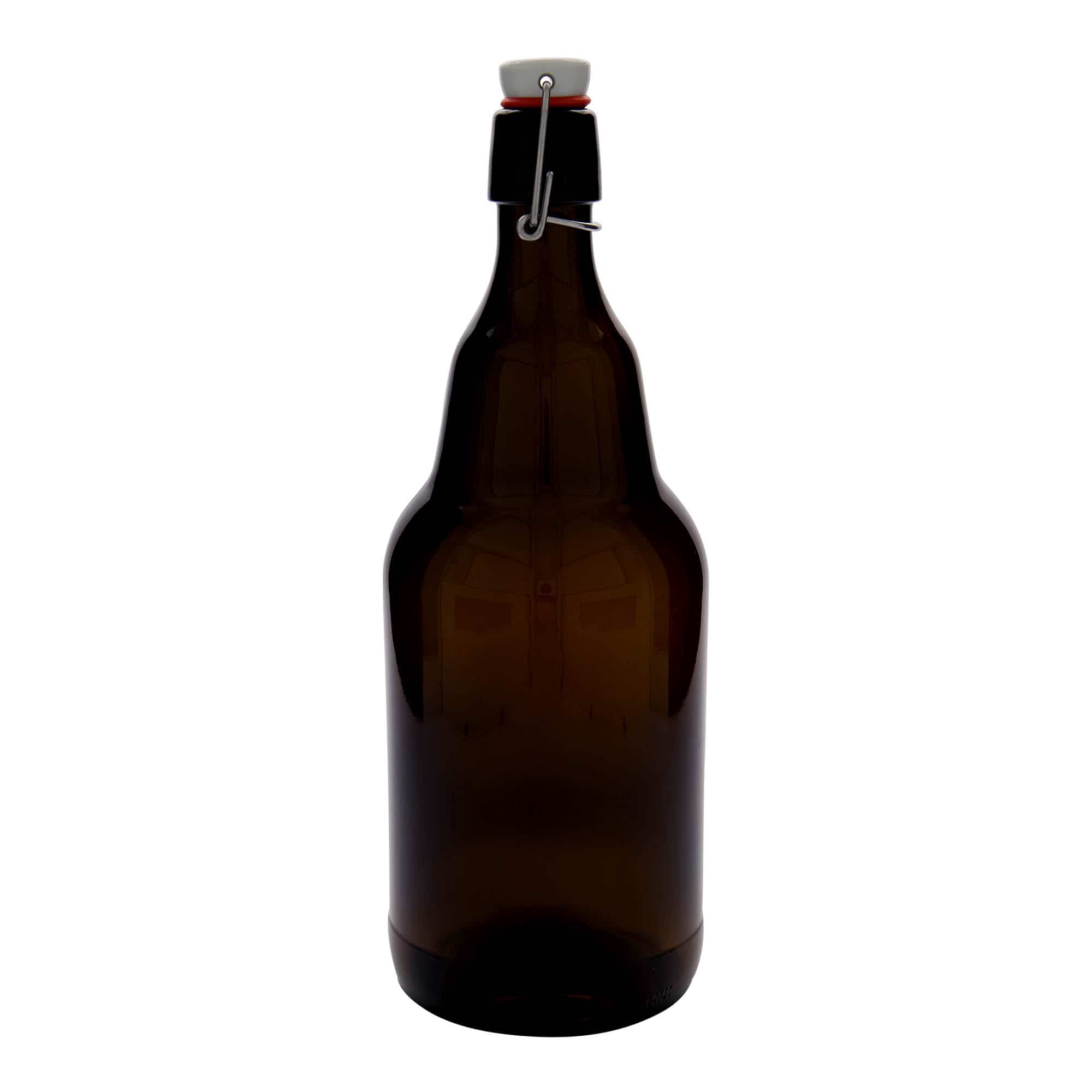 Botella de cerveza de 2000 ml, vidrio, marrón, boca: tapón mecánico
