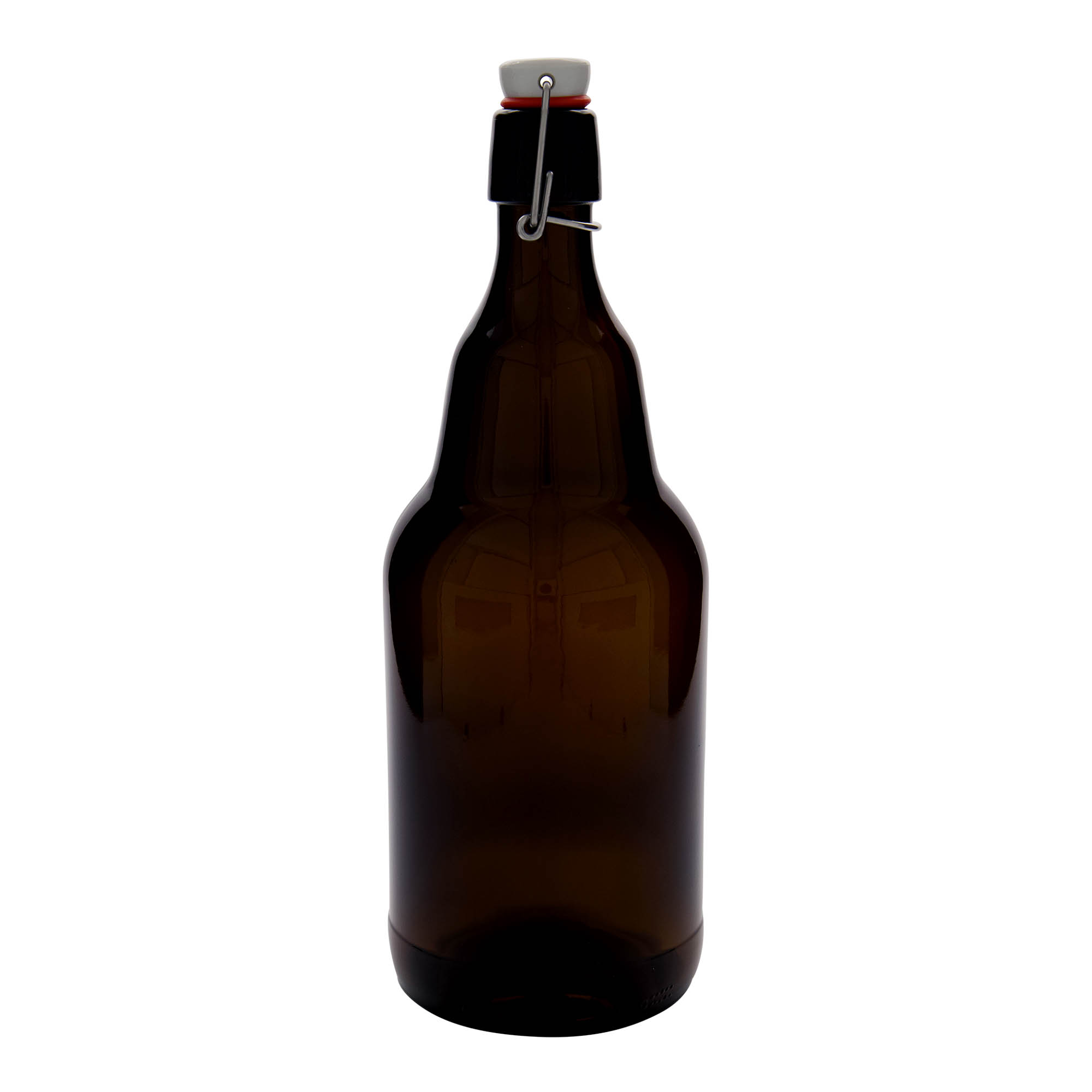 Botella de cerveza de 2.000 ml, vidrio, marrón, boca: cierre de palanca