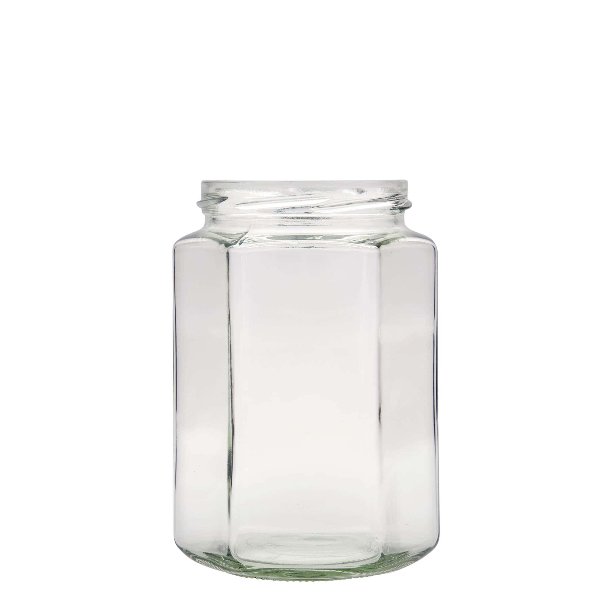 Tarro hexagonal de 770 ml, boca: Twist-Off (TO 82)
