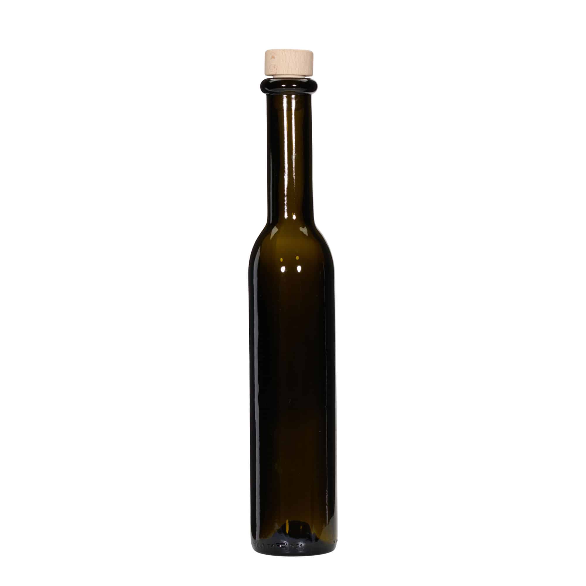 Botella de vidrio 'Rocky' de 250 ml, verde antiguo, boca: corcho