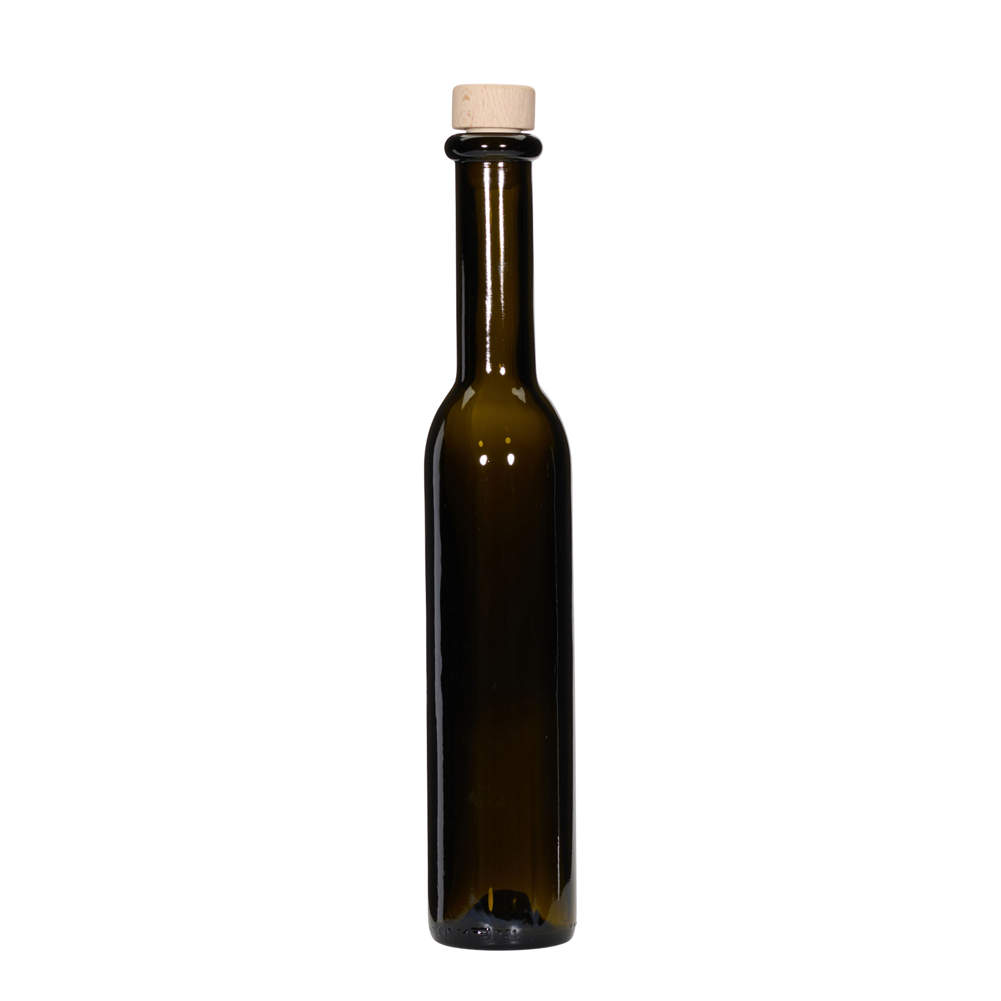 Botella de vidrio de 250 ml «Rocky», verde antiguo, boca: corcho
