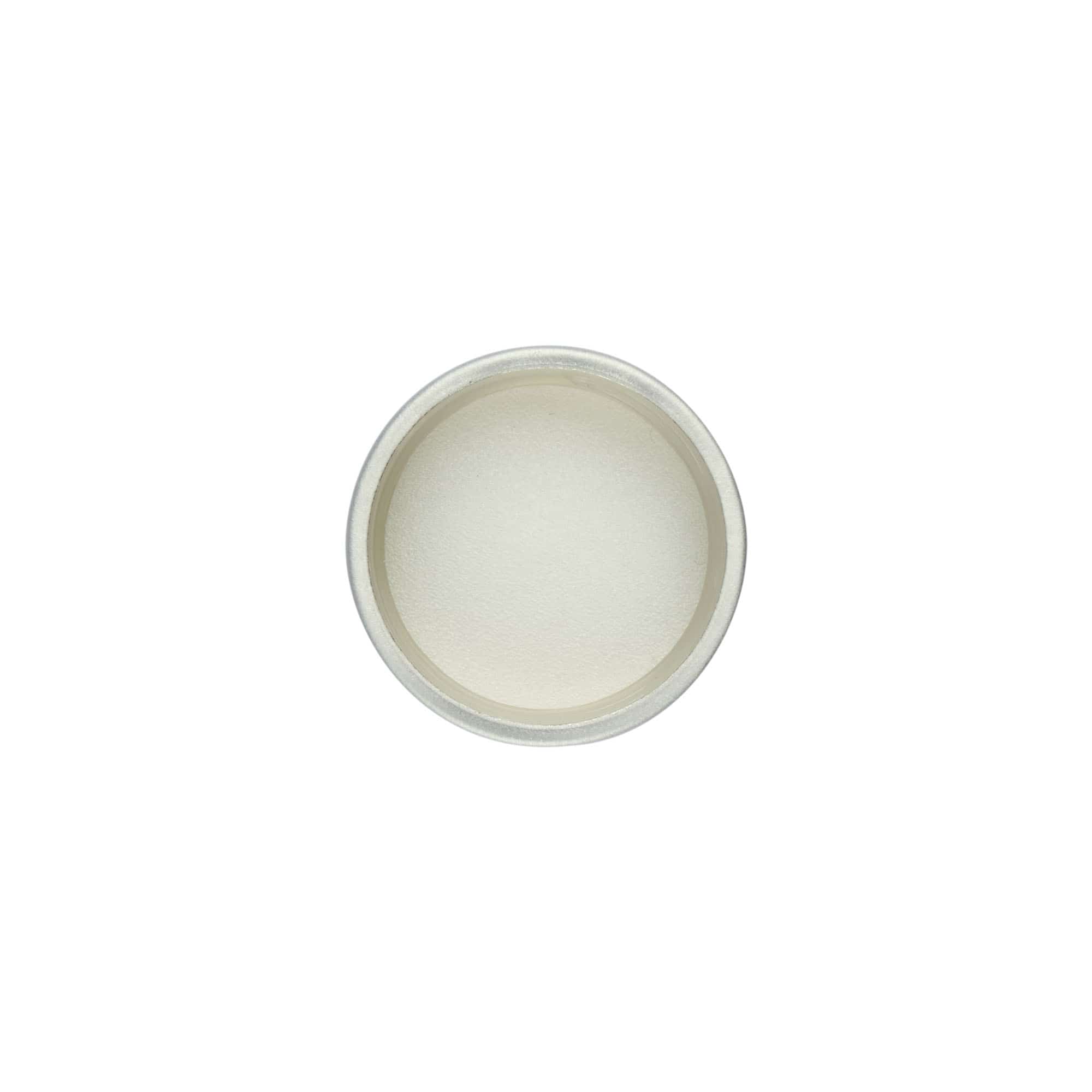 Tapa roscada, metal, plateada, para boca: GPI 28/400