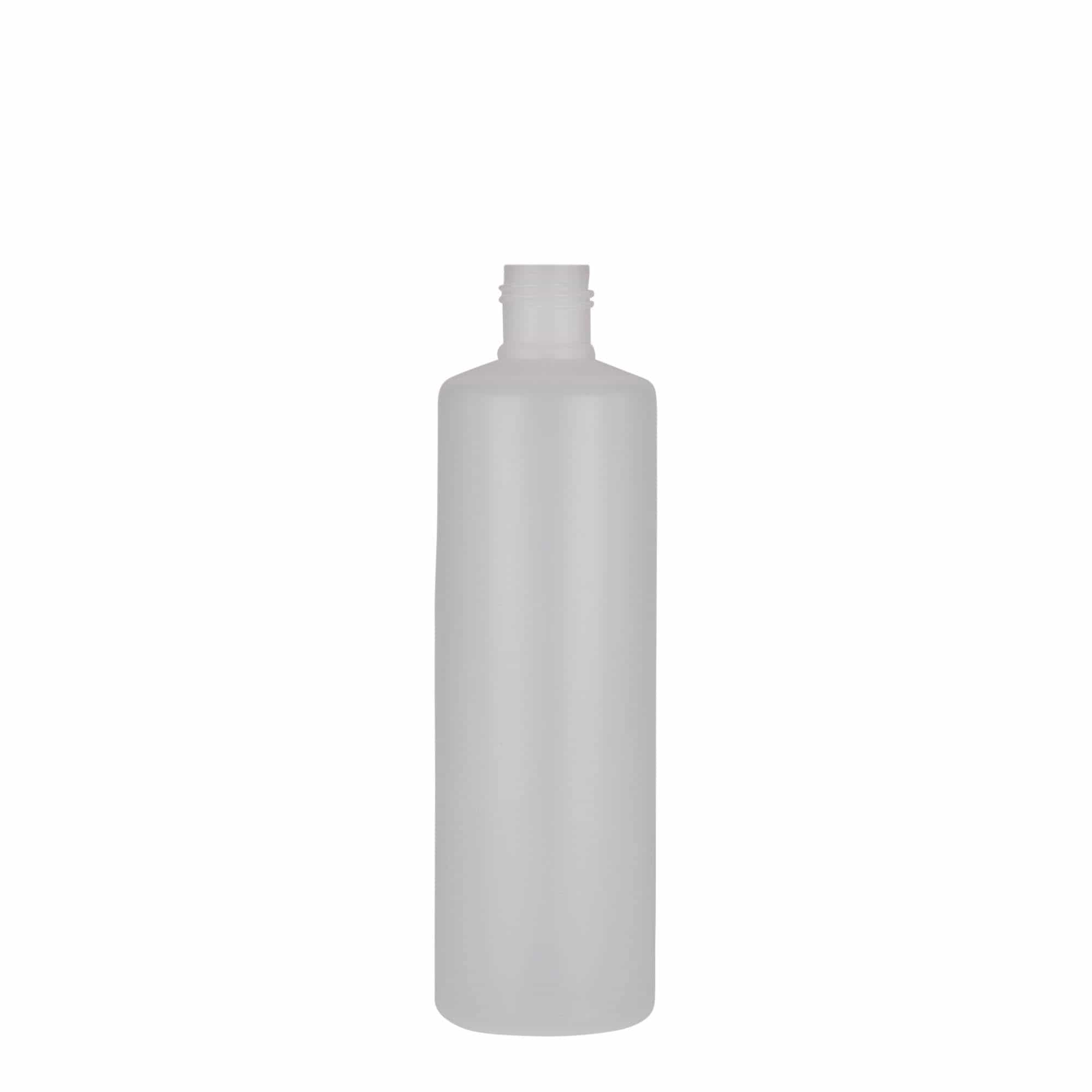Botella redonda de 250 ml, plástico de PE, natural, boca: tapón de rosca