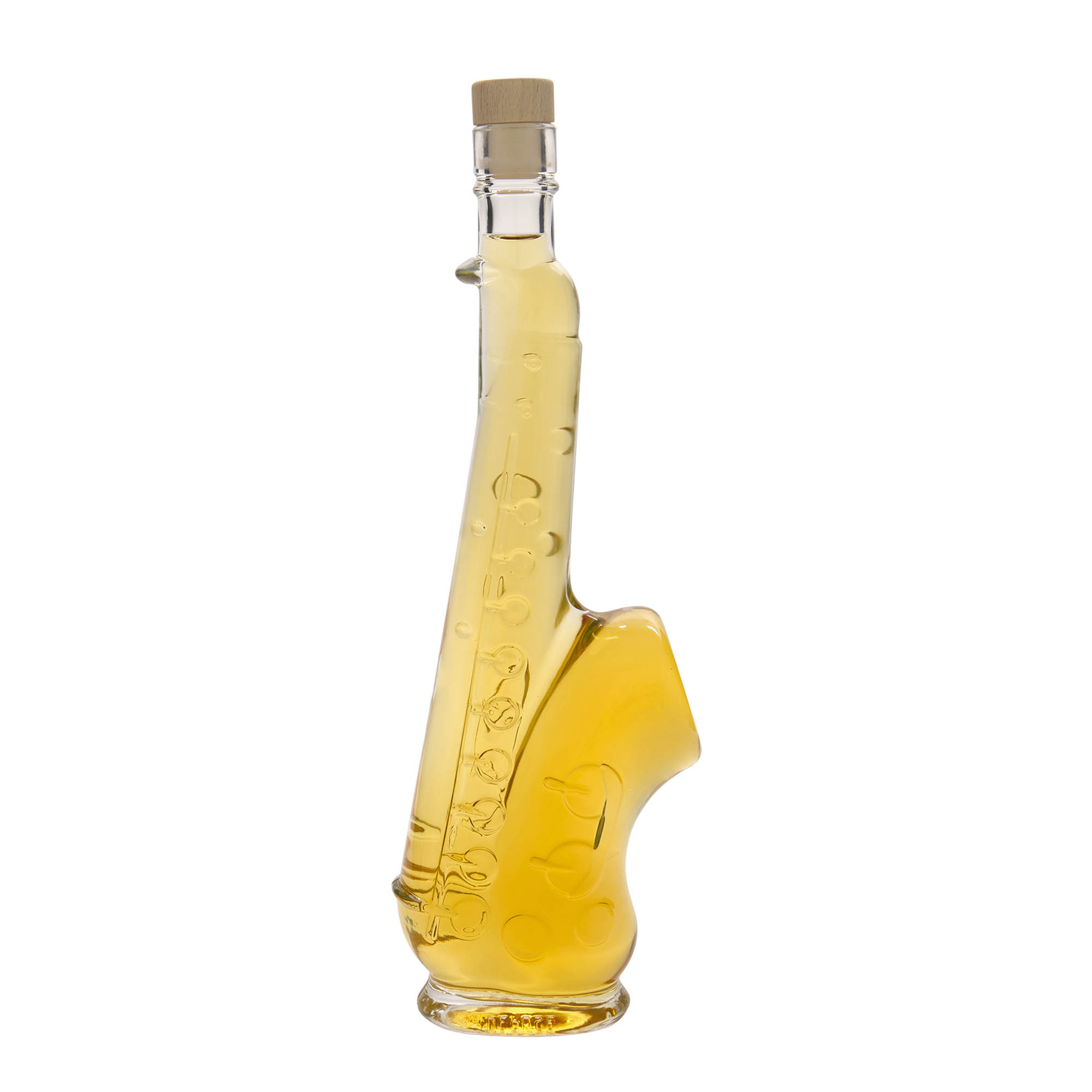 Botella de vidrio de 500 ml 'Saxofón', boca: corcho