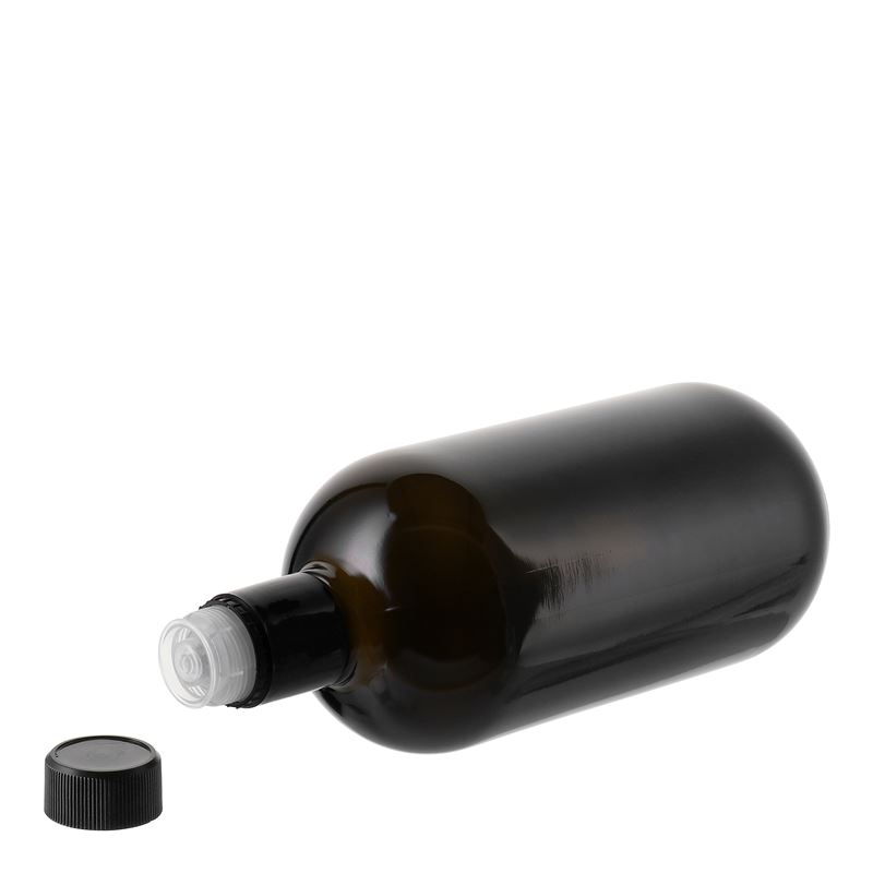 Botella de vinagre/aceite 'Biolio' de 750 ml, vidrio, verde antiguo, boca: DOP