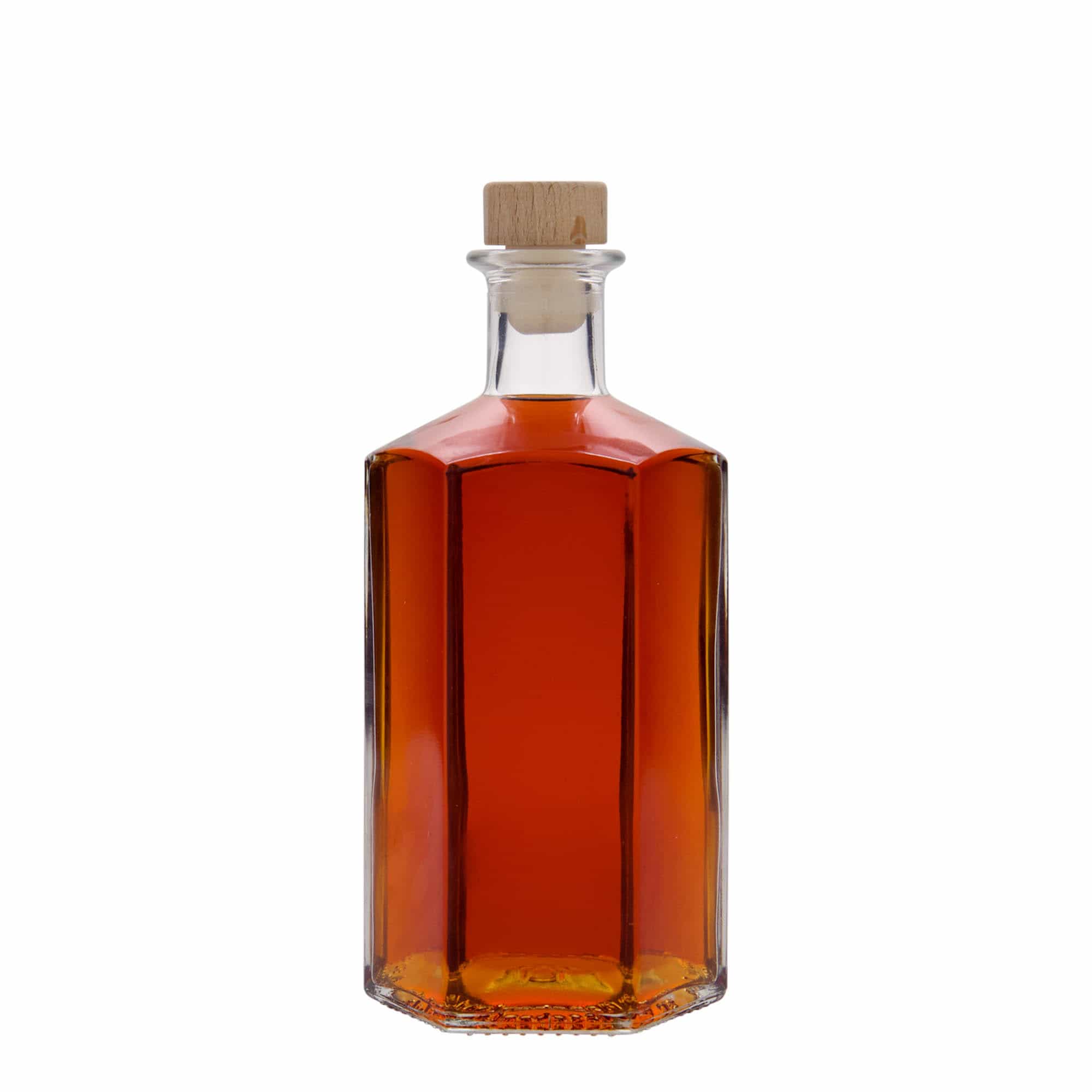 Botella de vidrio de 500 ml, boticario 'Jimmy', hexagonal, boca: corcho