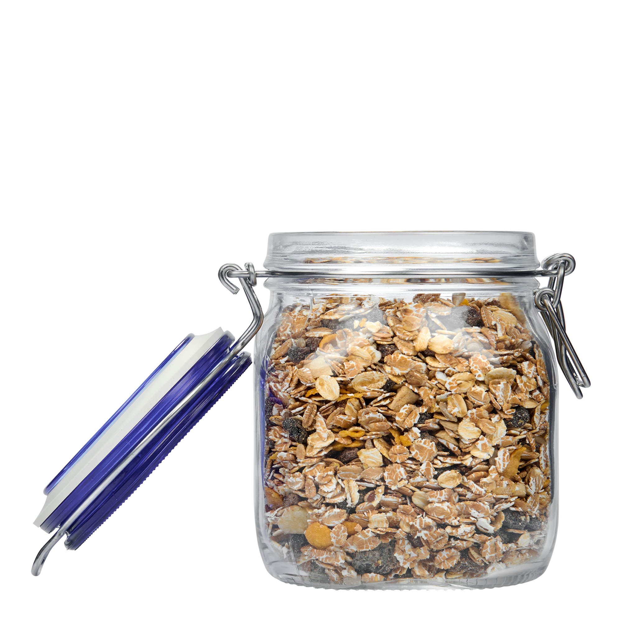 750 ml tarro de cierre de alambre 'Fido' tapa azul, cuadrado, boca: cierre de alambre 750 ml tarro de cierre de alambre 'Fido' tapa azul, cuadrado, boca: cierre de alambre