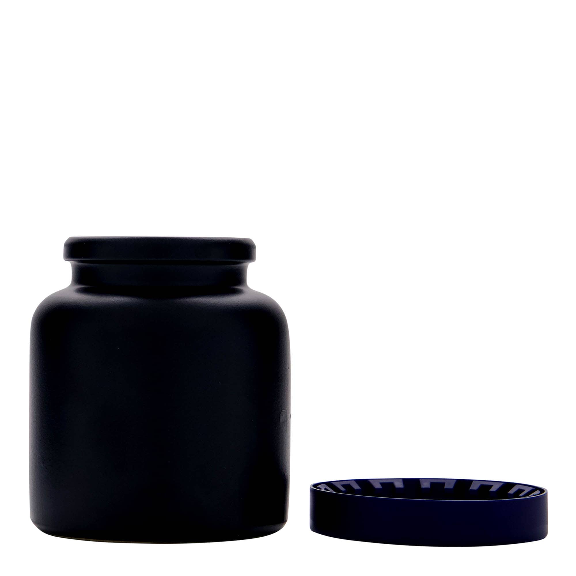 270 ml tarro de gres, cerámica, negro, boca: tapa de solapa