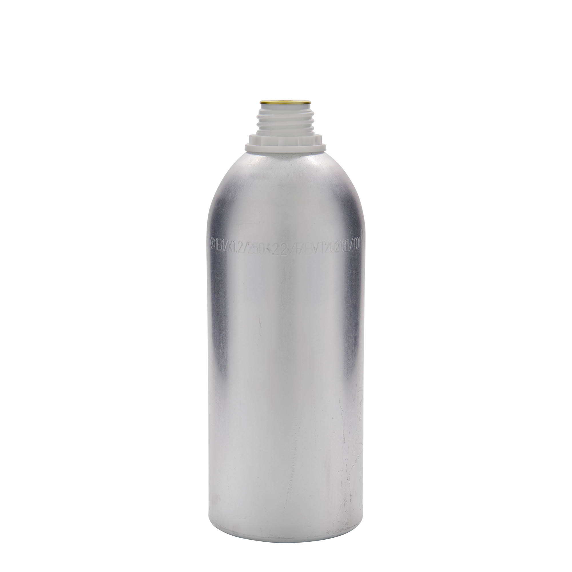 Botella de aluminio de 1100 ml, metal, plata, boca: DIN 32