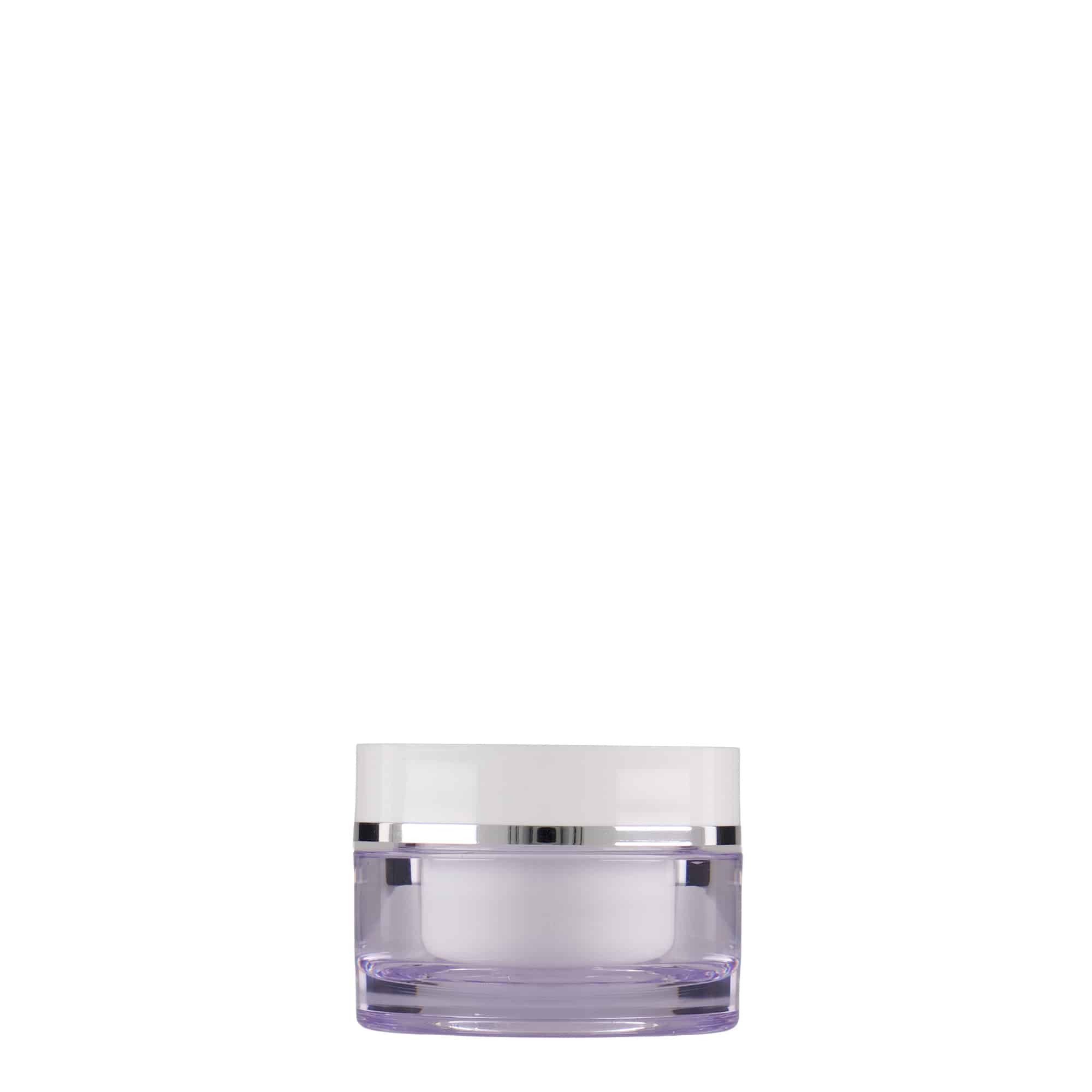 10 ml tarro, plástico SAN, blanco, boca: tapa de rosca