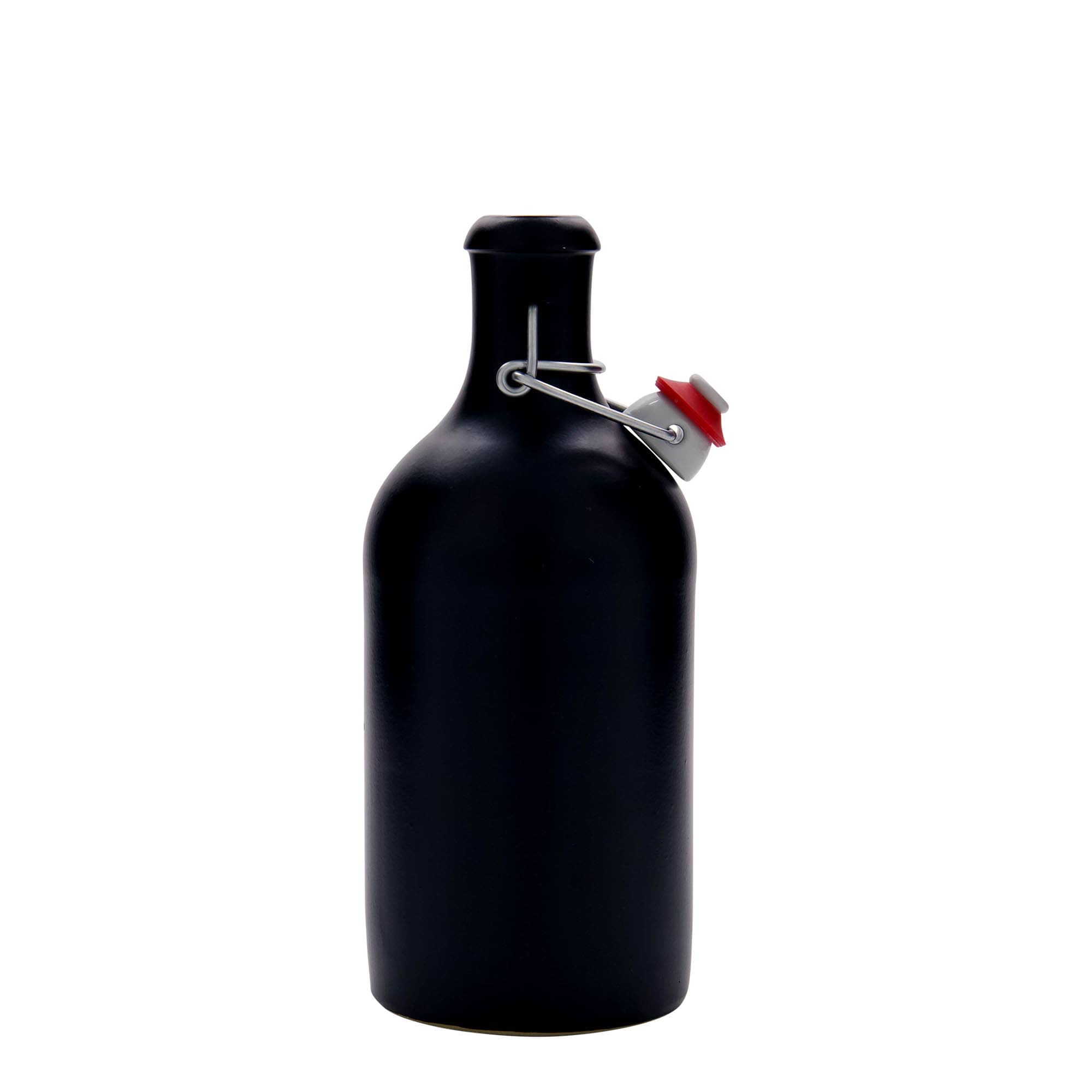 Jarra de barro de 500 ml, gres, negra, boca: cierre de palanca