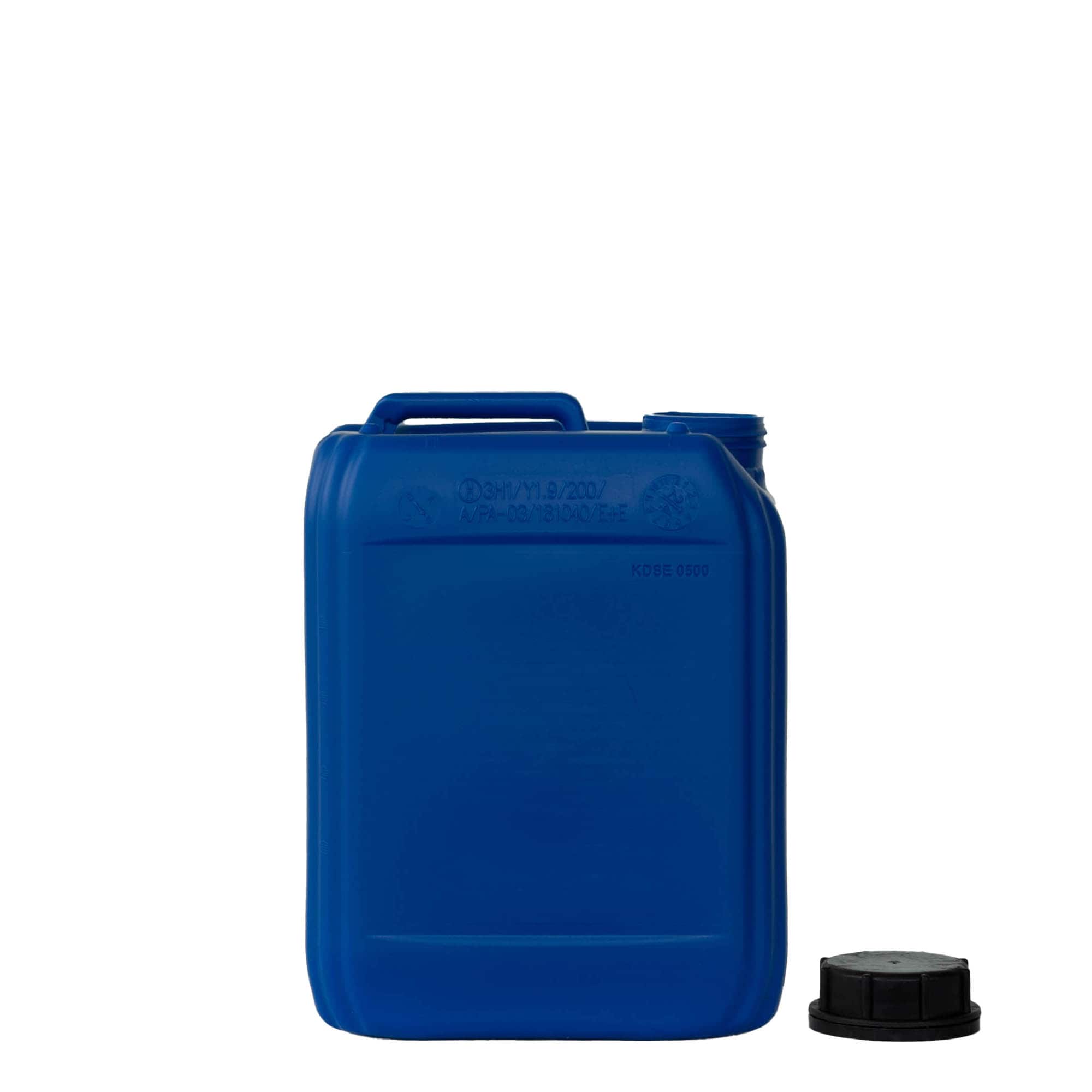 Bidón de 5 l, rectangular, plástico HDPE, azul, boca: ND 55