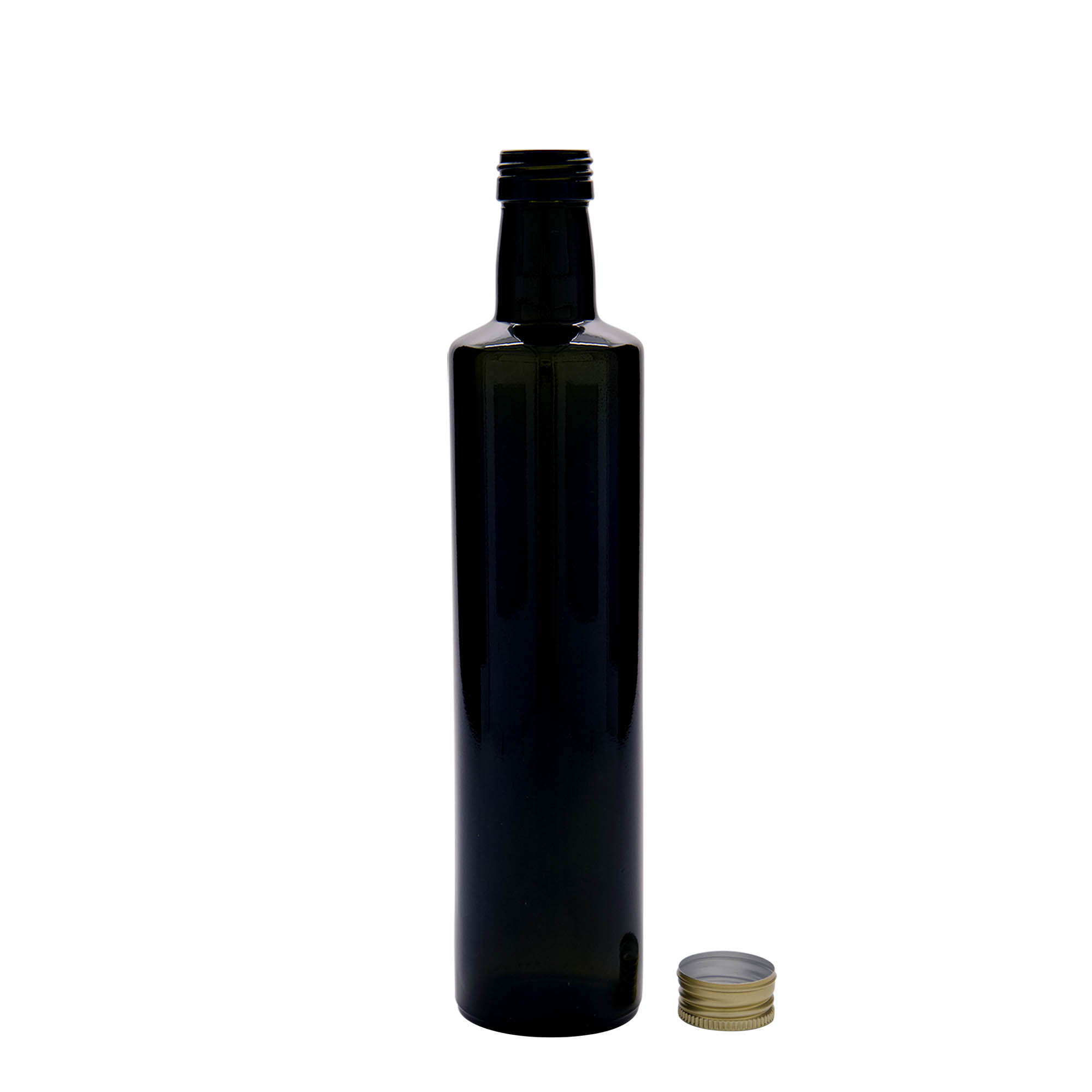 Botella de vidrio de 500 ml «Dorica», verde antiguo, boca: PP 31,5