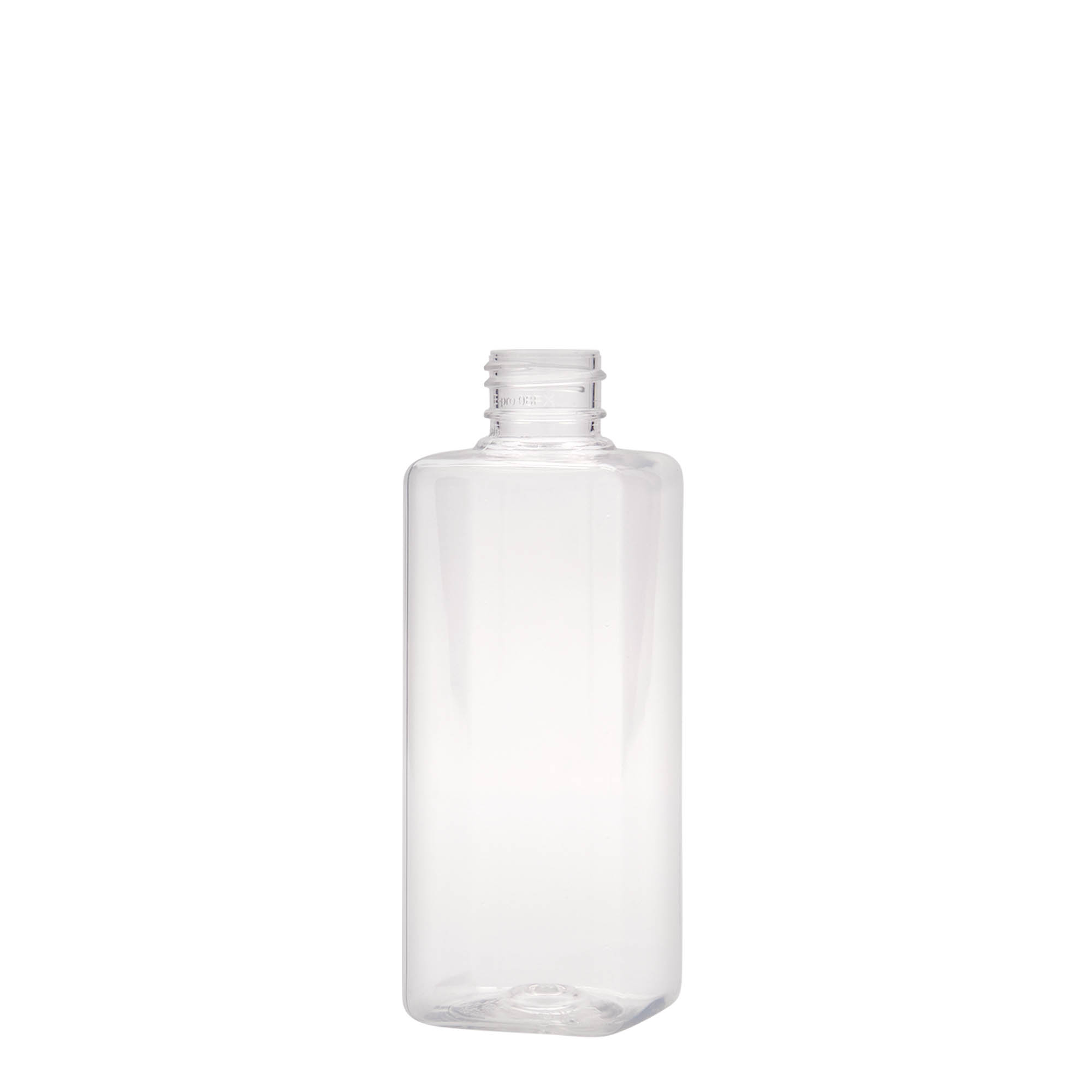 Botella PET de 200 ml 'Karl', cuadrada, plástico, boca: 24/410 Botella PET de 200 ml 'Karl', cuadrada, plástico, boca: 24/410