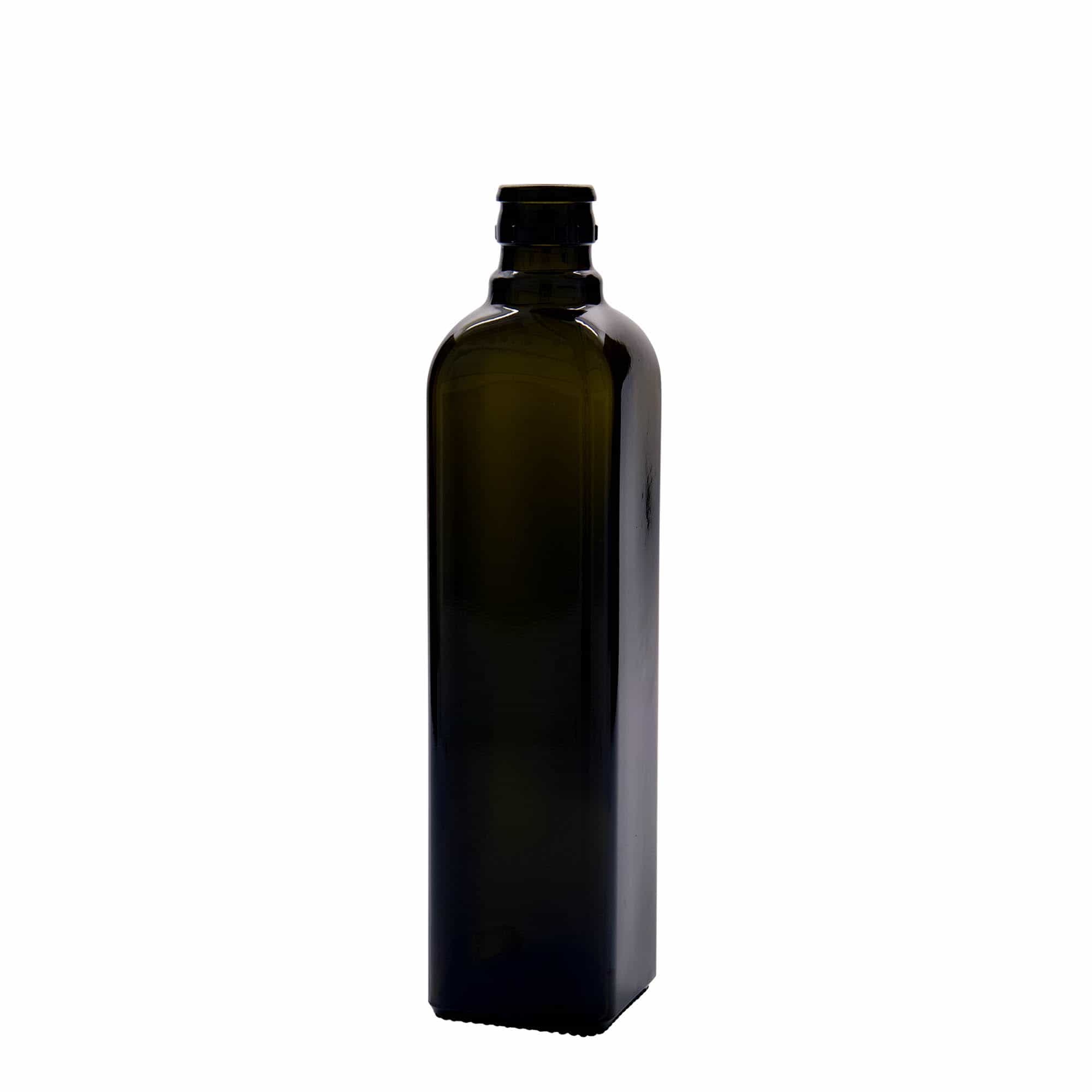 Aceitera/vinagrera 'Quadra' de 500 ml, vidrio, cuadrada, verde antiguo, boca: DOP