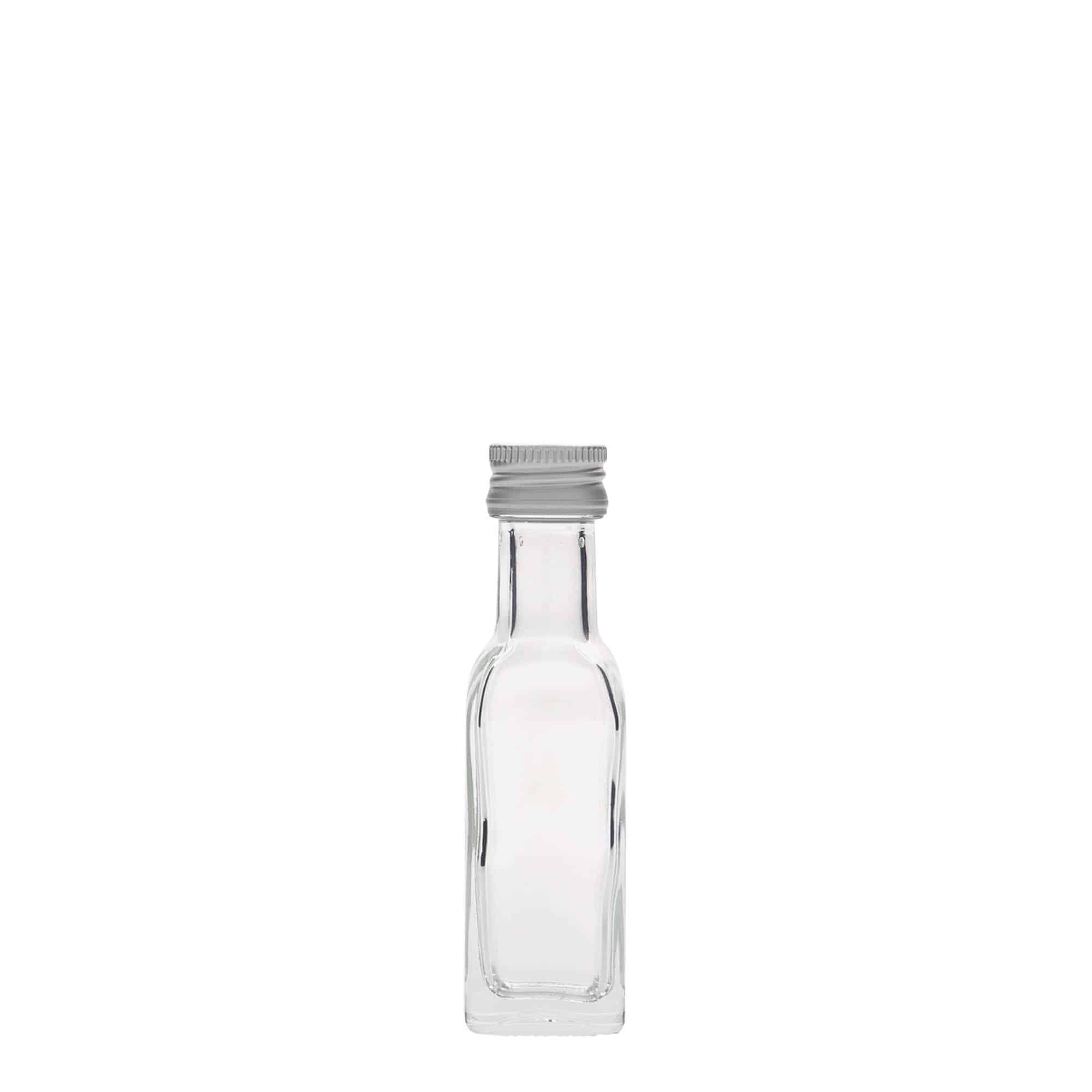 Botella de vidrio 'Marasca' de 20 ml, cuadrada, boca: PP 18