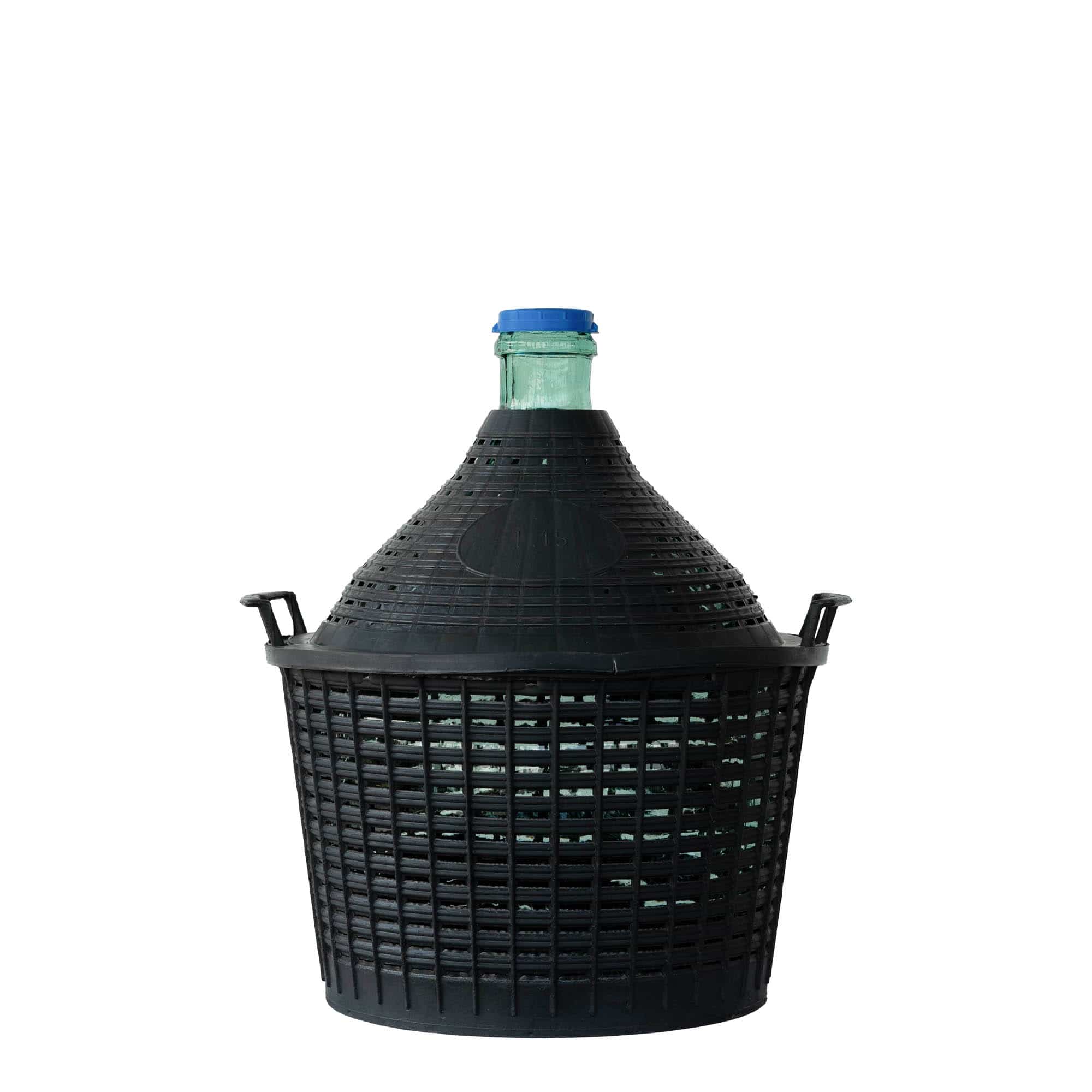 Botella de balón de 15 l, cuello estrecho, vidrio, boca: tapa de solapa