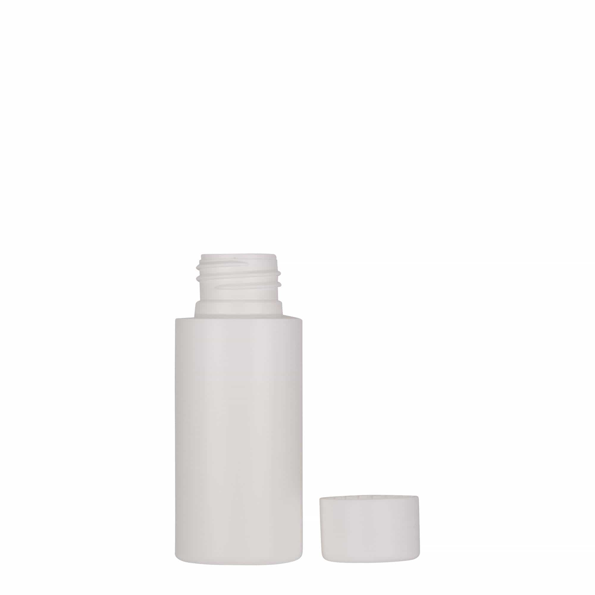 Botella de plástico de 50 ml 'Pipe', HDPE verde, blanca, boca: 24/410