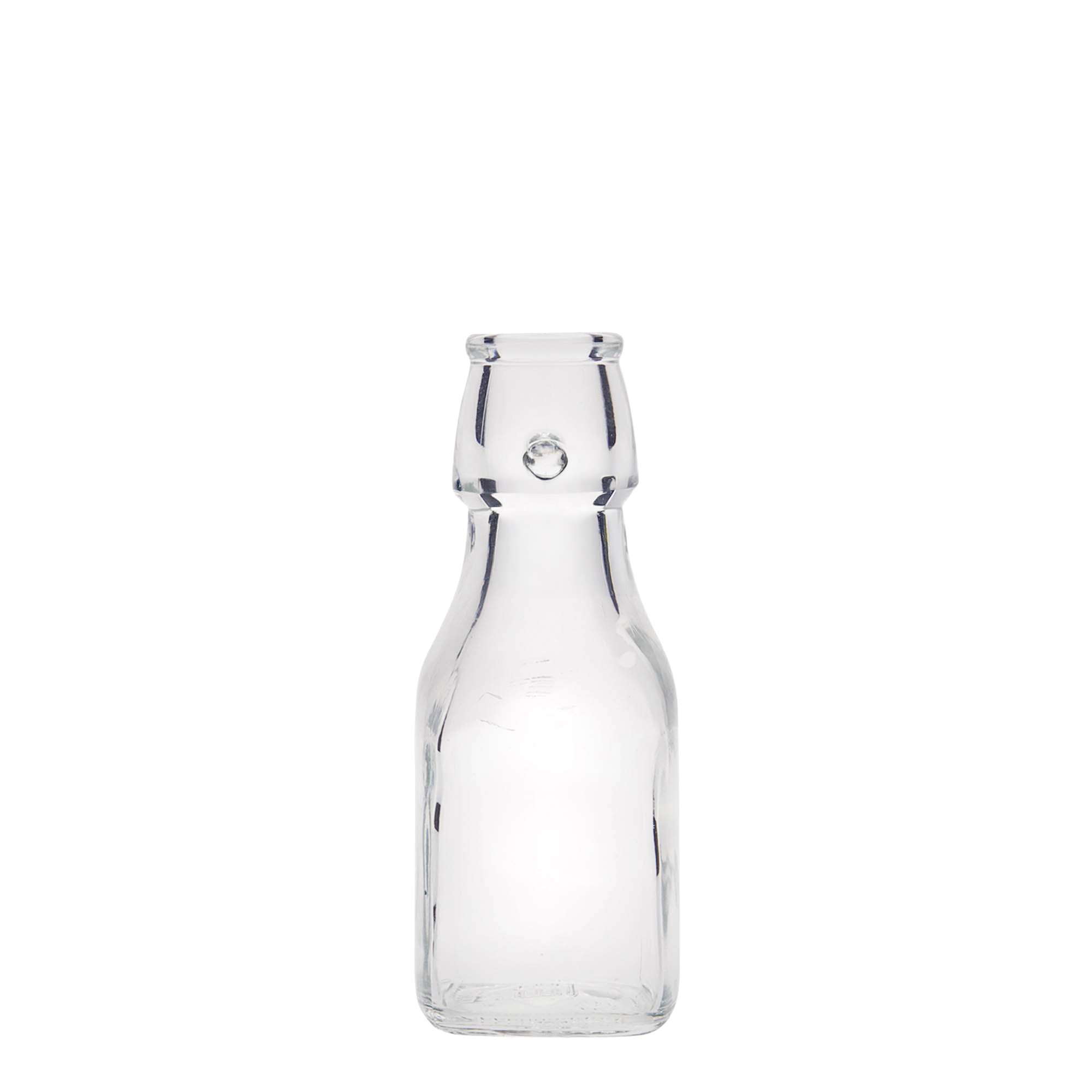 Botella de vidrio de 125 ml 'Swing', cuadrada, boca: cierre de palanca Botella de vidrio de 125 ml 'Swing', cuadrada, boca: cierre de palanca