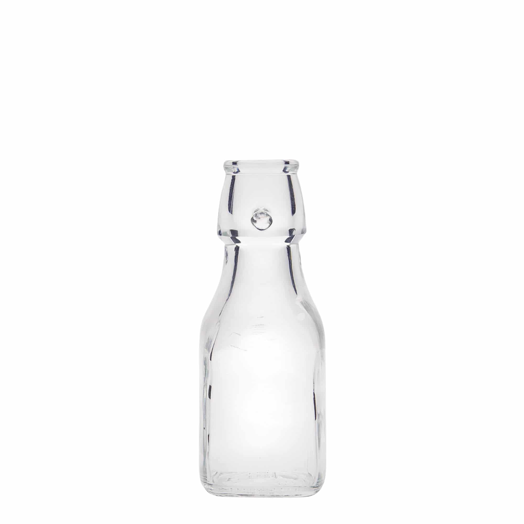 Botella de vidrio de 125 ml «Swing», cuadrada, boca: cierre de palanca