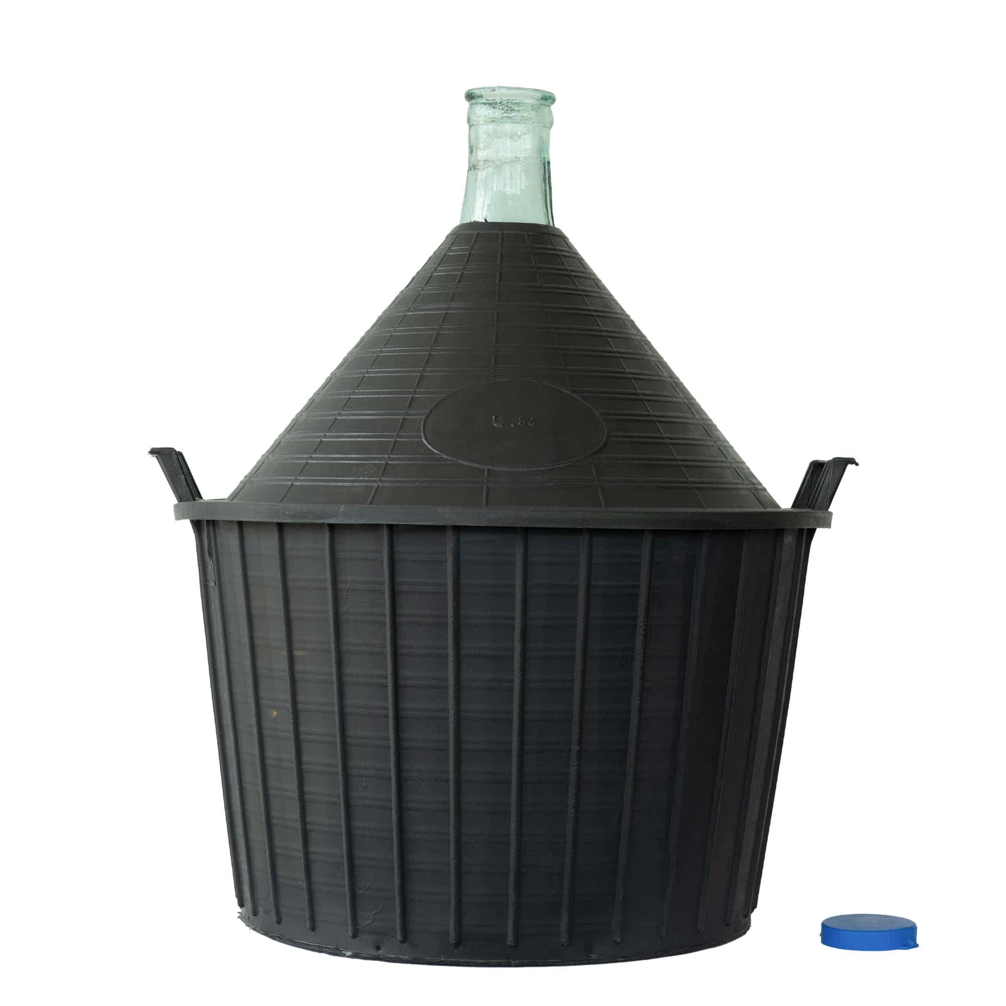 Damajuana de cuello estrecho de 54 l, vidrio, boca: capuchón