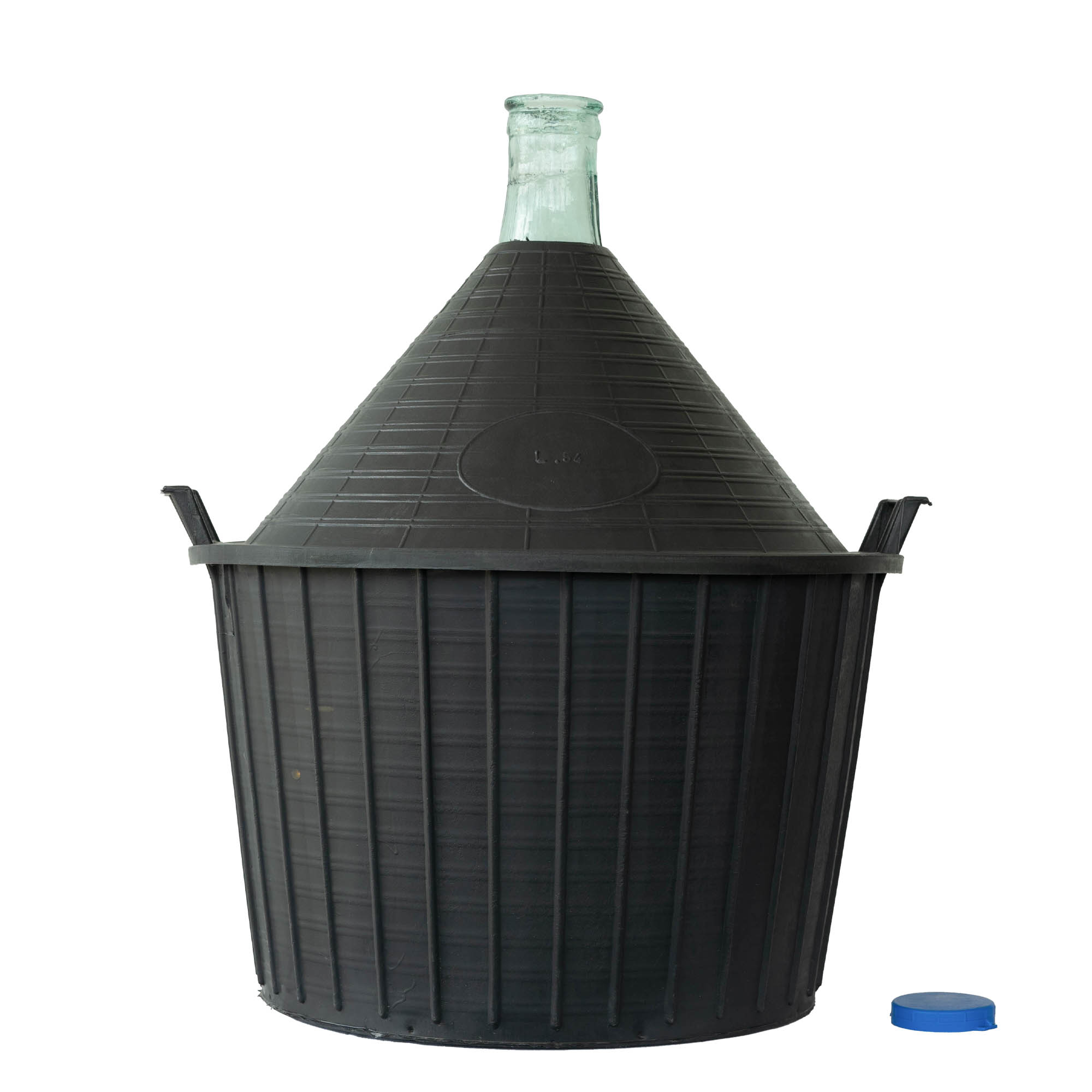 54 l botella de balón cuello estrecho, vidrio, boca: tapa de solapa