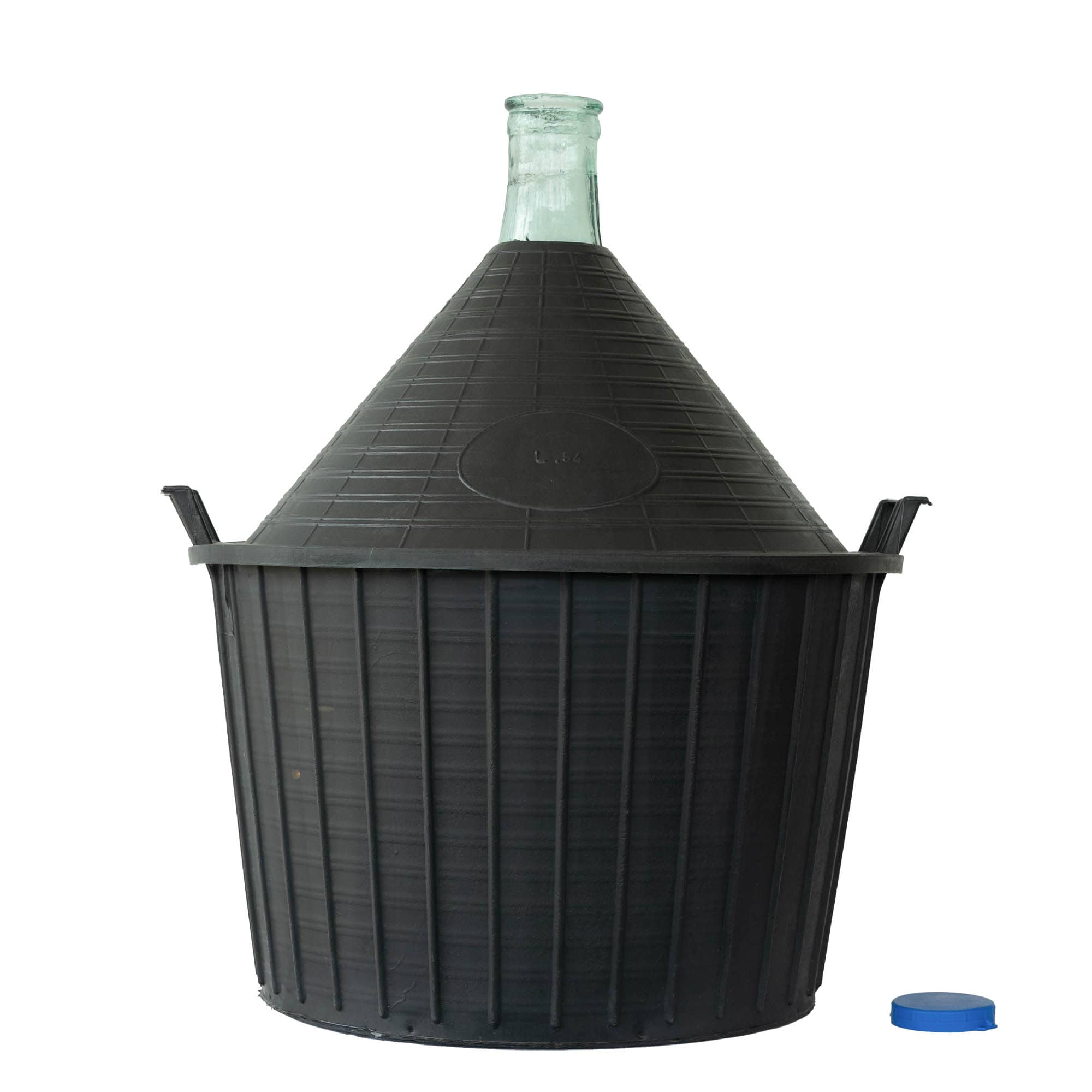 54 l botella de balón cuello estrecho, vidrio, boca: tapa de solapa