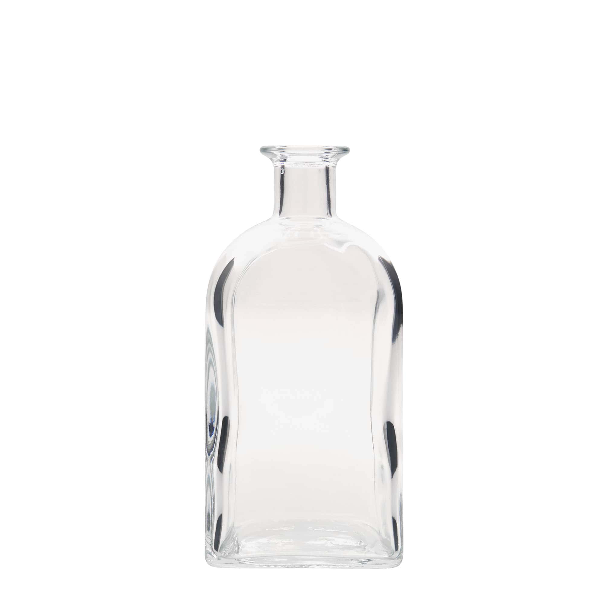 Botella de vidrio de 700 ml, Apotheker Carré, cuadrada, boca: corcho