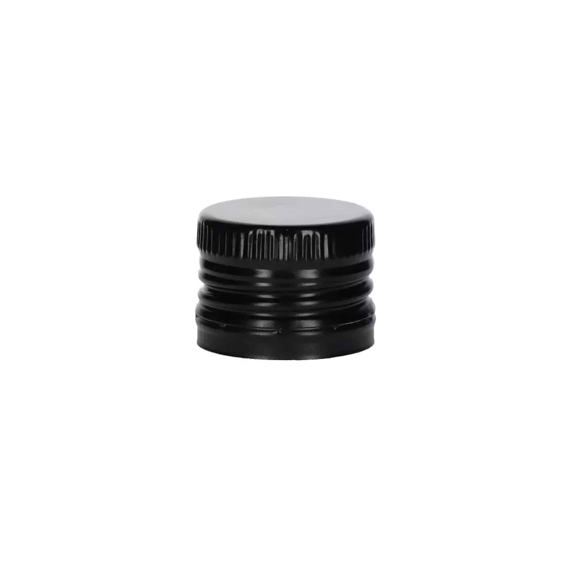 Tapón de rosca con vertedor, metal-plástico, negro, para boca: PP 31,5