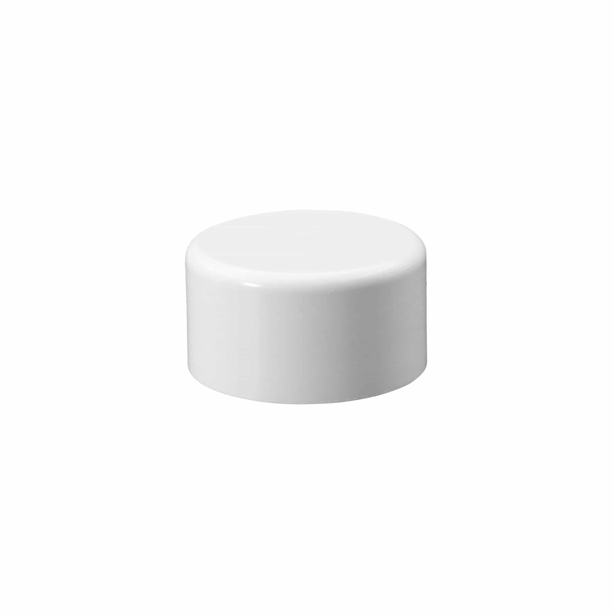 Tapa roscada para botella redonda con inserto de jeringa, plástico PE, blanco, para boca: DIN 25