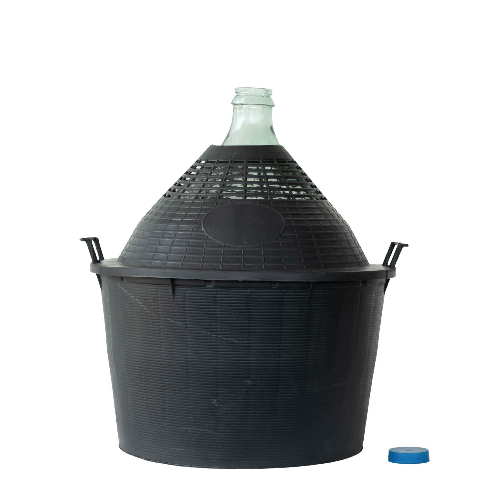 Damajuana de cuello estrecho de 34 l, vidrio, boca: capuchón