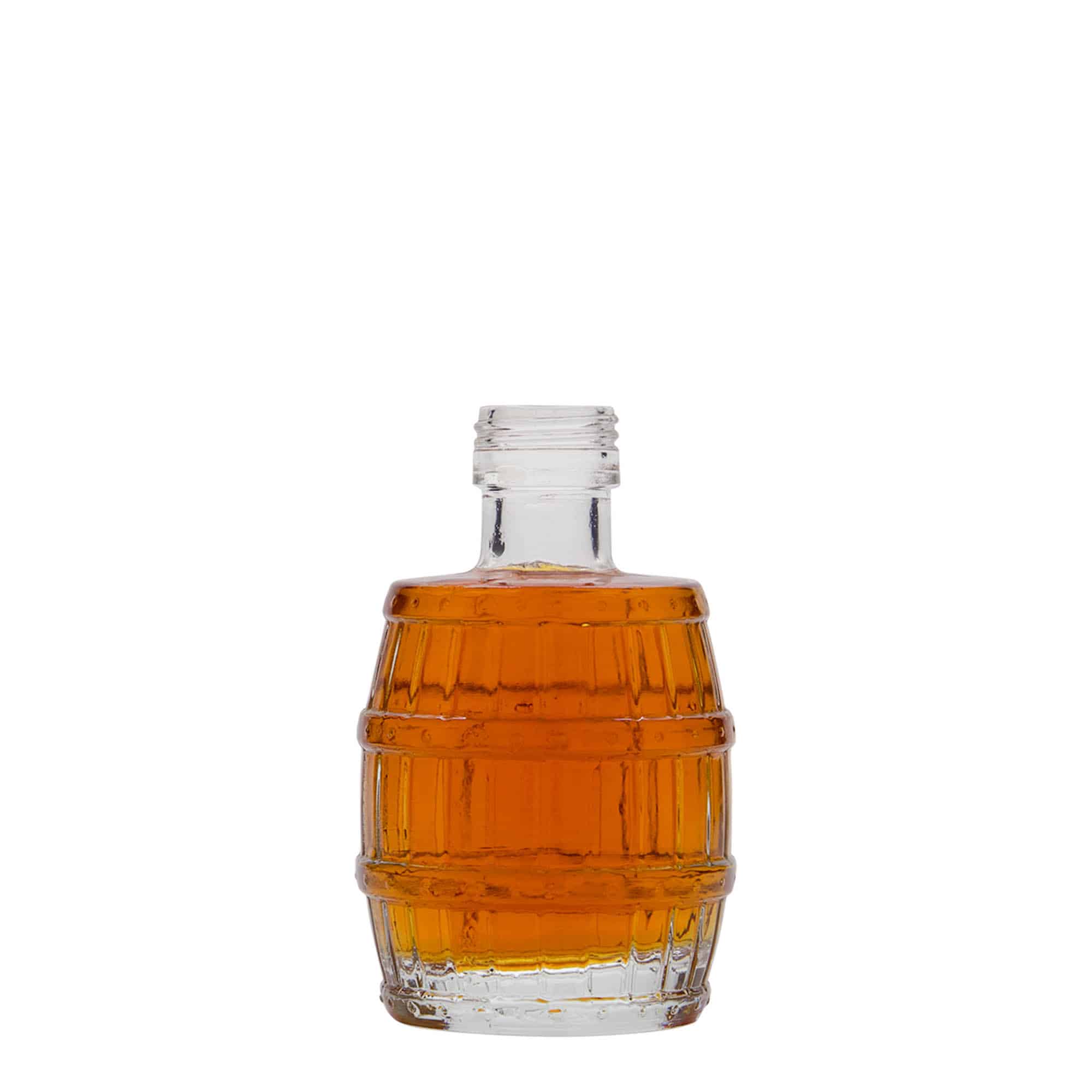 Botella de vidrio 'Barril' de 100 ml, boca: PP 24
