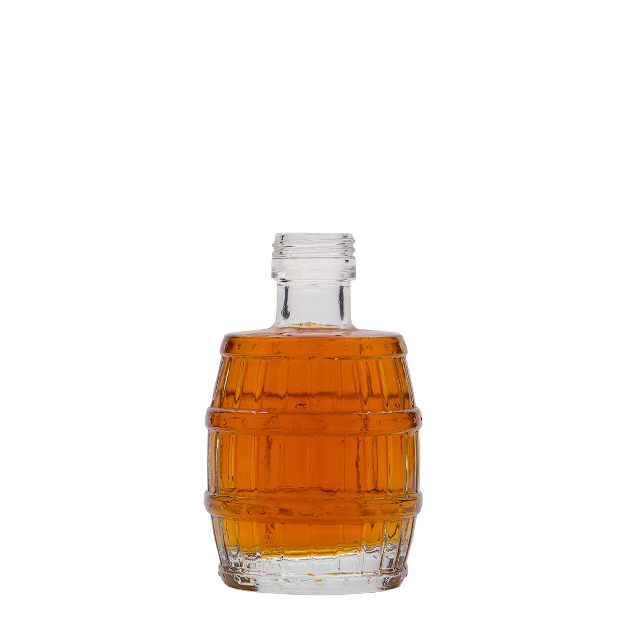 Botella de vidrio de 100 ml 'barril', boca: PP 24 Botella de vidrio de 100 ml 'barril', boca: PP 24