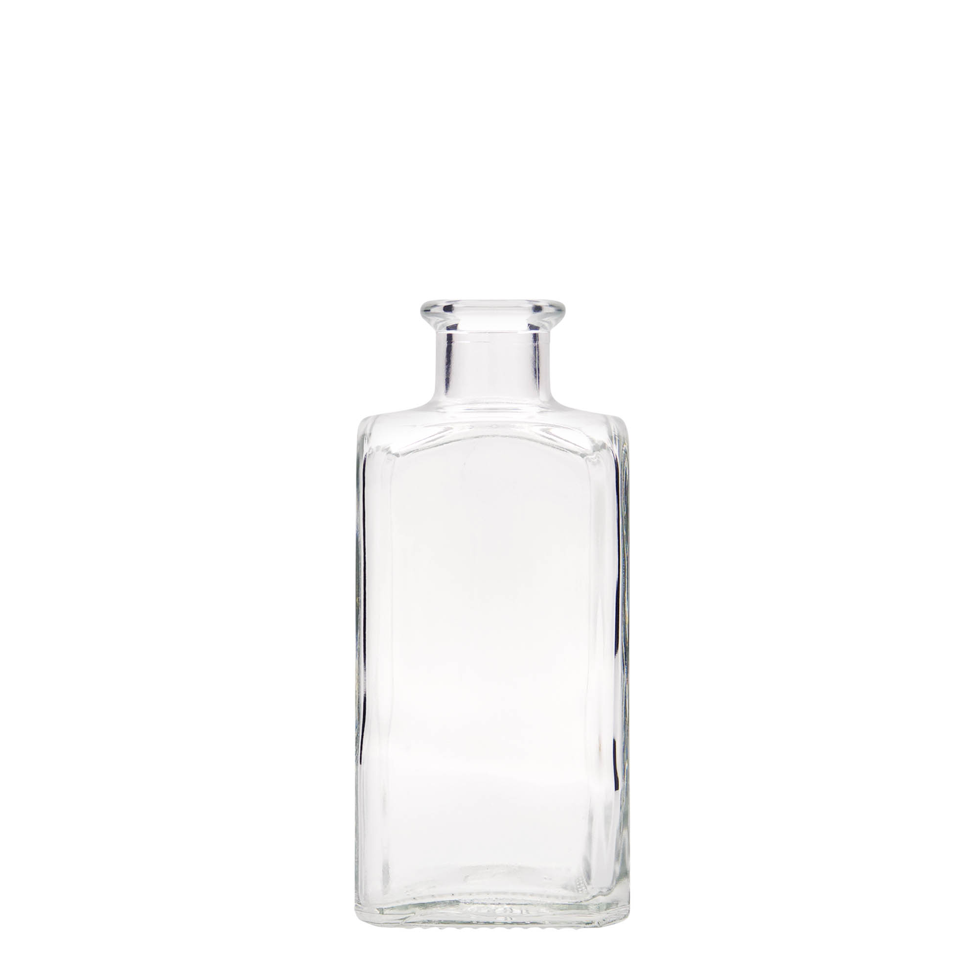 Botella de vidrio de 250 ml Apotheker Carré, cuadrada, boca: corcho Botella de vidrio de 250 ml Apotheker Carré, cuadrada, boca: corcho